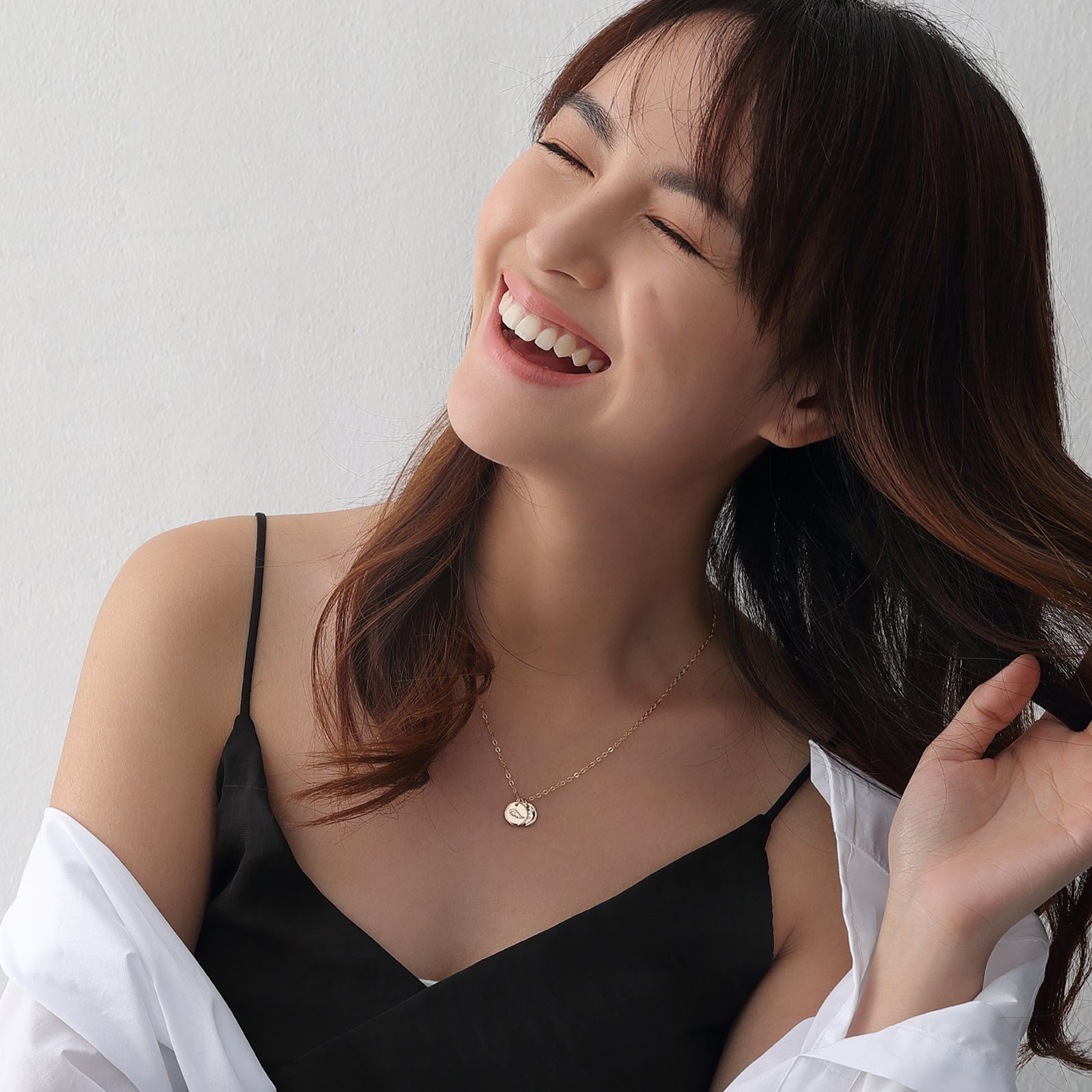 Personalisierte Ketten mit rundem Plättchen - 925er Sterling Silber