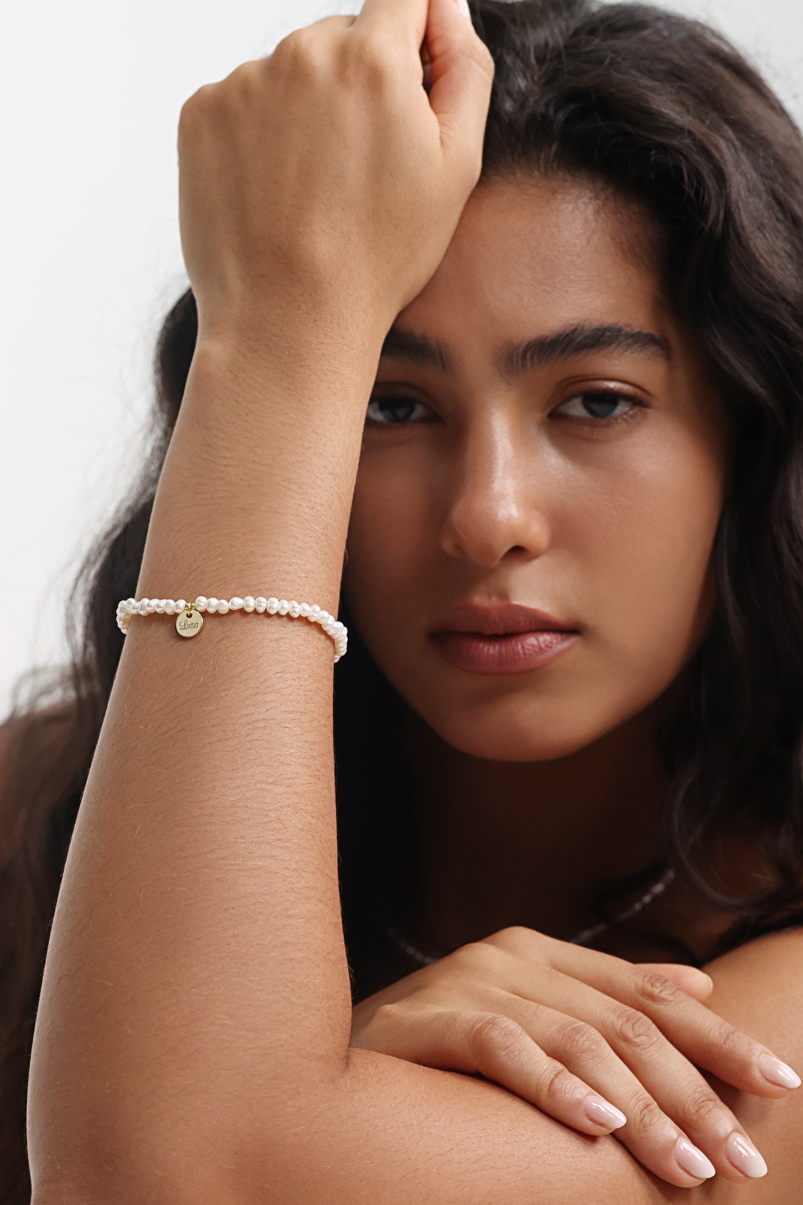 Süßwasserperlen Armband mit Personalisierbarem Anhänger - 925er Sterling Silber