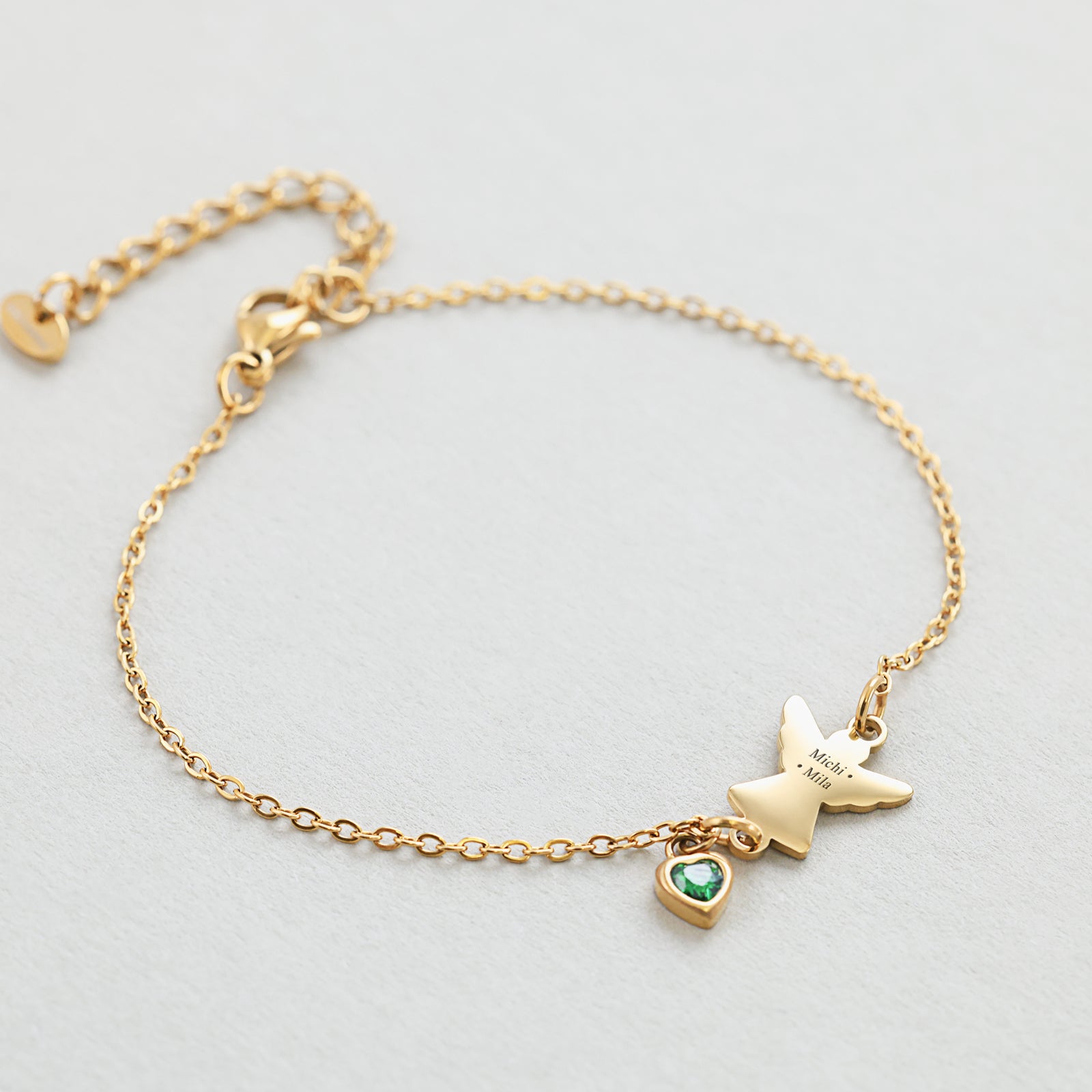 Engel Armband mit Zirkonia Geburtsstein Kinder Armband VIVIANNASCHMUCK