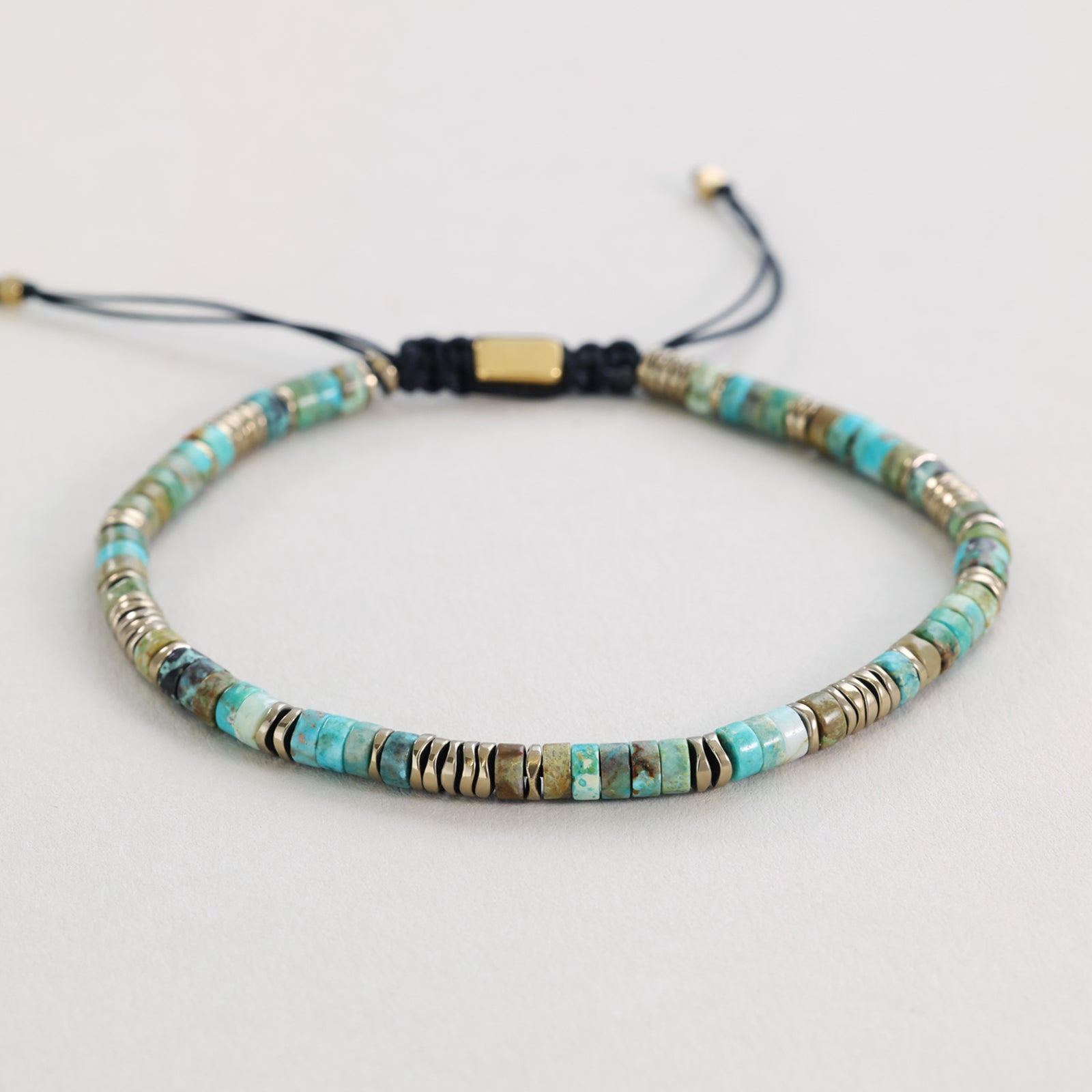 Edelsteinarmband mit Türkis und Hämatit - verstellbar Herren Armband VIVIANNASCHMUCK