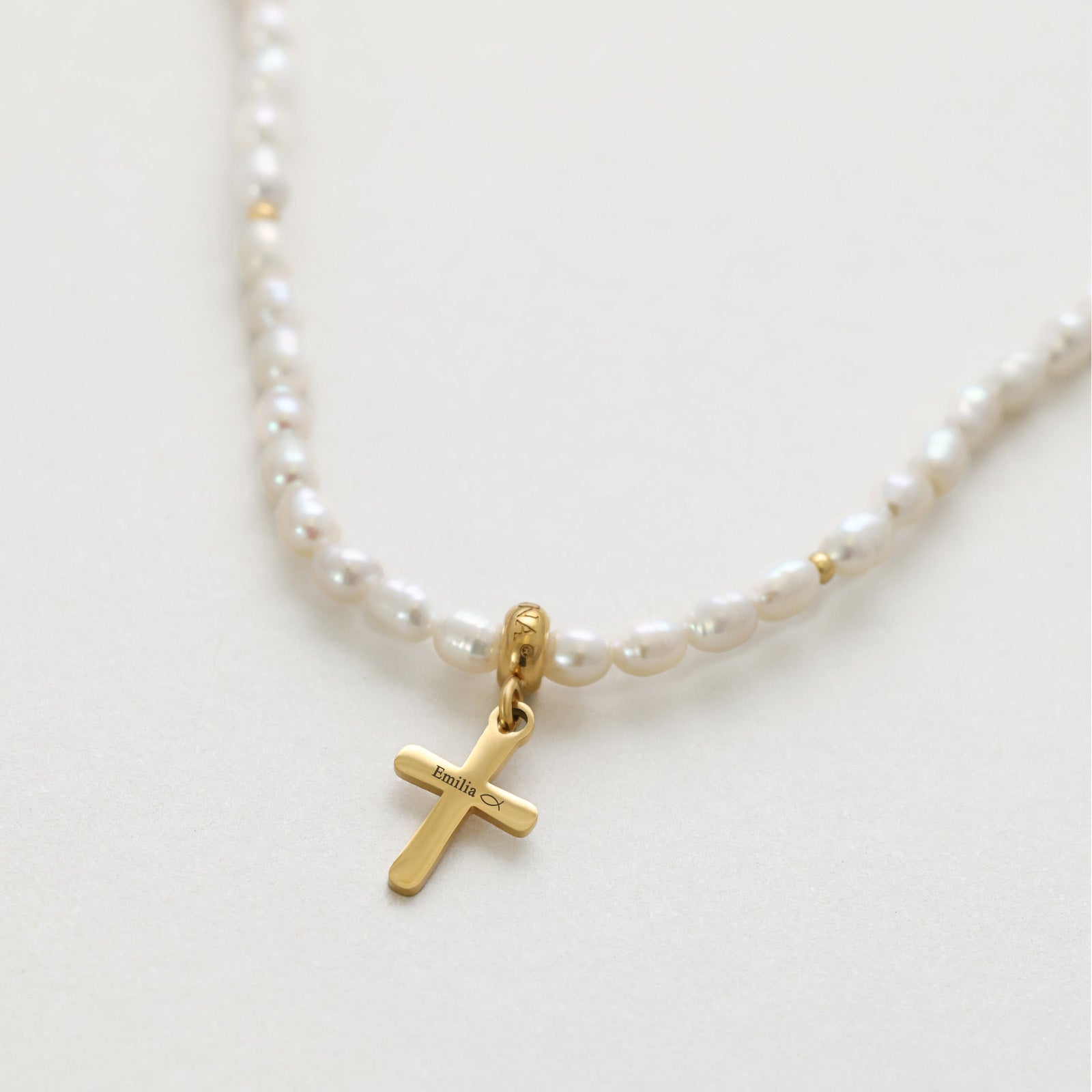 Süßwasserperlen Halskette mit Kreuz