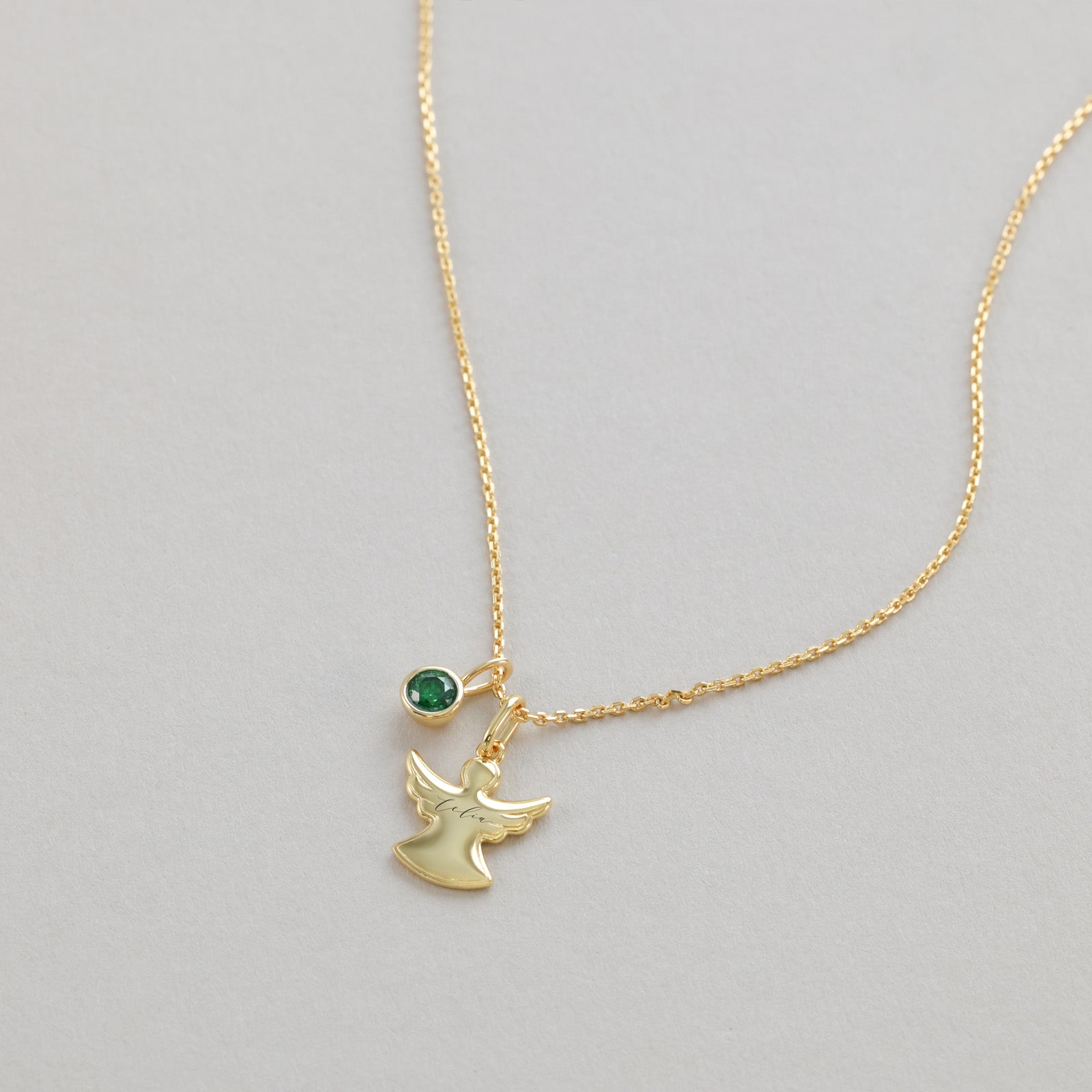 Personalisierte Schutzengel Halskette mit Geburtsstein– 925 Sterling Silber Kinder Halsketten VIVIANNASCHMUCK