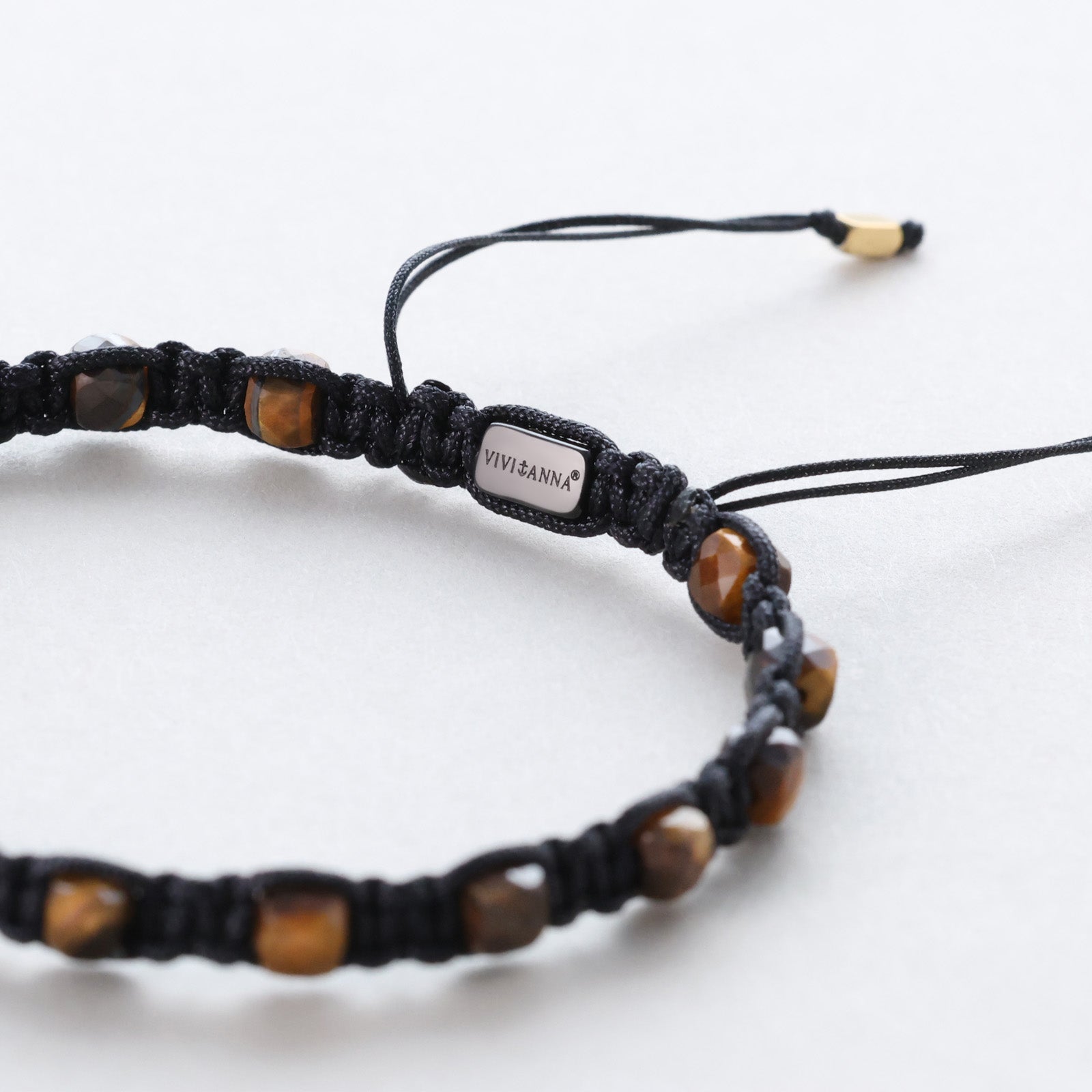 Tigerauge Makramee-Armband – personalisierbar Herren Armband VIVIANNASCHMUCK