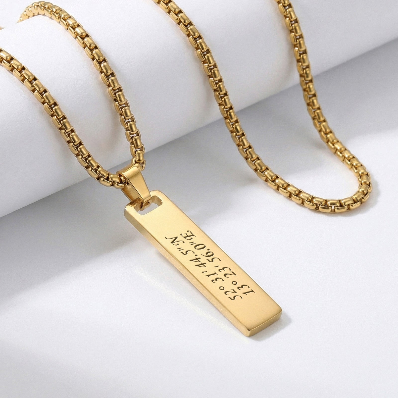 Kette mit personalisierbarem Gravurbarren Herren Halskette VIVIANNASCHMUCK