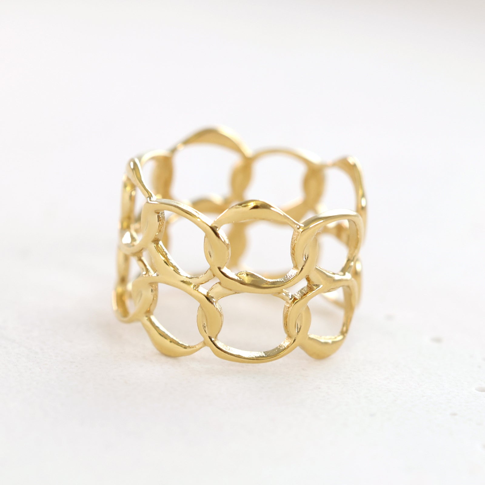 Goldener Ring im Kettendesign – Edelstahl, verstellbar