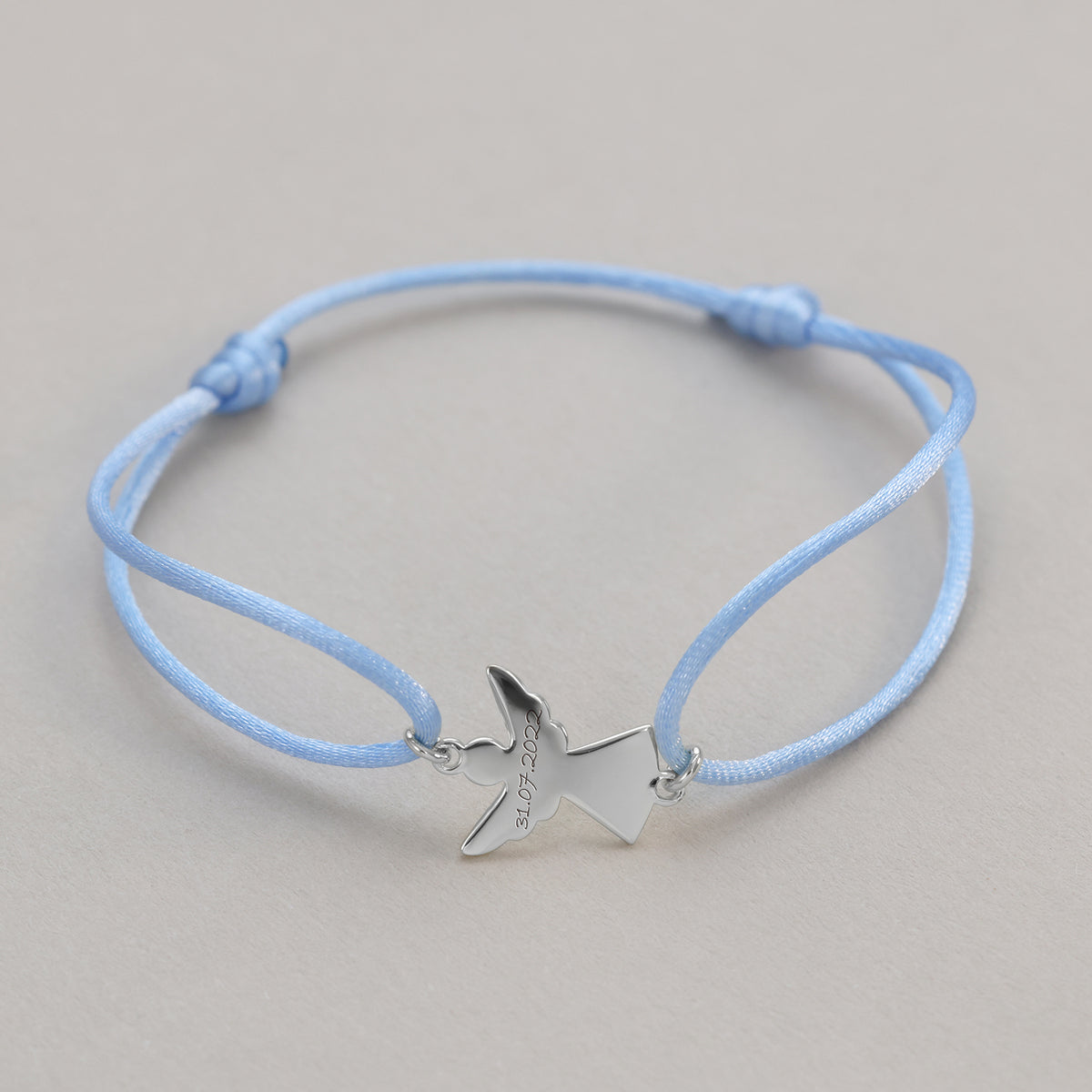 Personalisiertes Schutzengel Satinarmband Geschenk mit Karte – 925 Sterling Silber