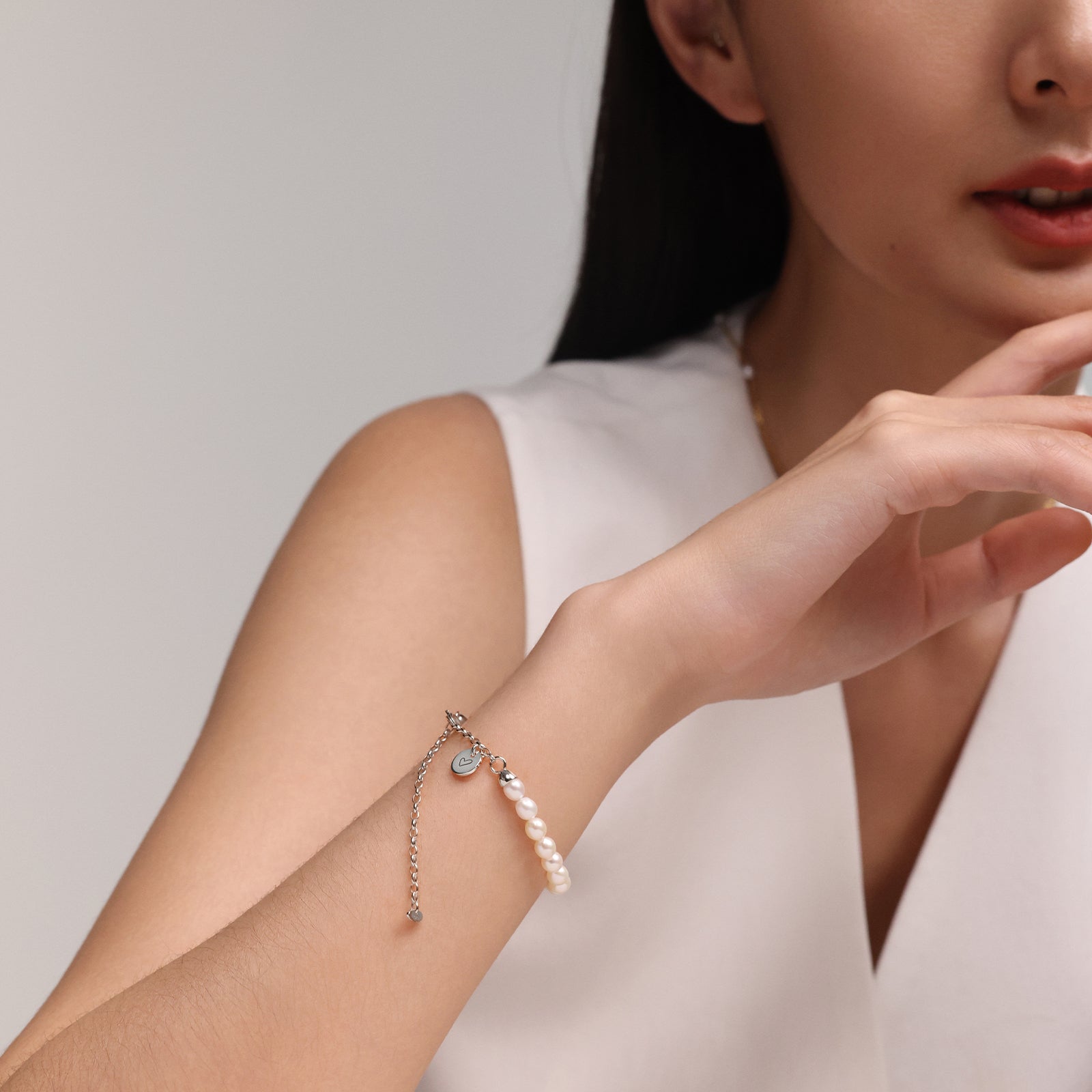 Perlenarmband mit echten Süßwasserperle - 925er Sterling Silber