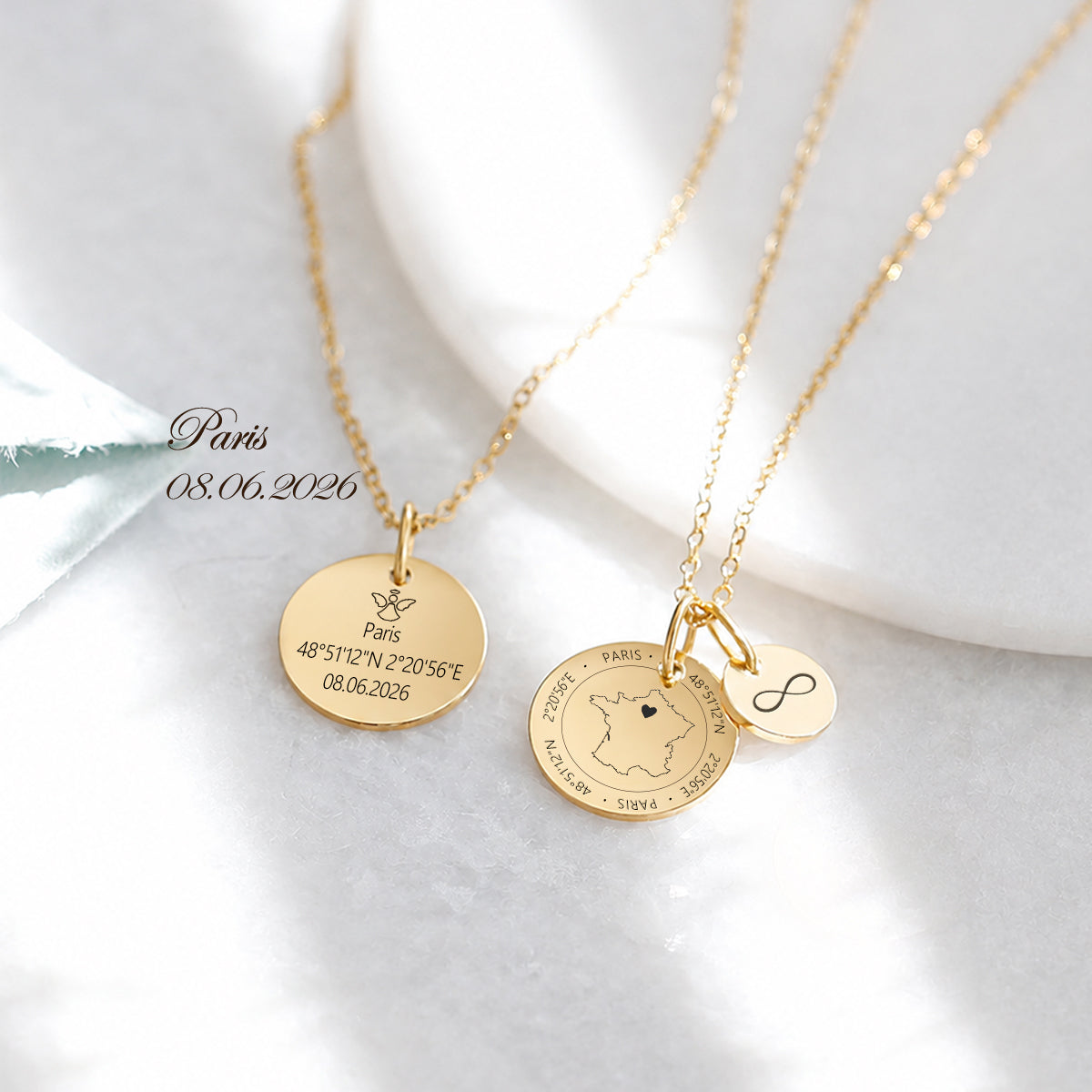 Herzensort – Personalisierte Länder-Kette mit Landkarte, Herz & Koordinaten Damen Halskette VIVIANNASCHMUCK