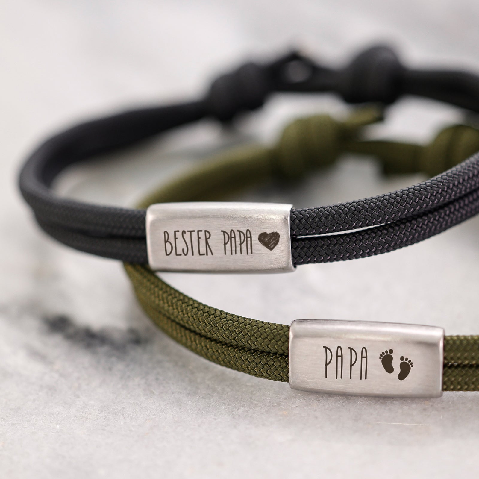 Papa Armband Geschenkset – Personalisiertes Segeltau Armband mit Karte Herren Armband VIVIANNASCHMUCK