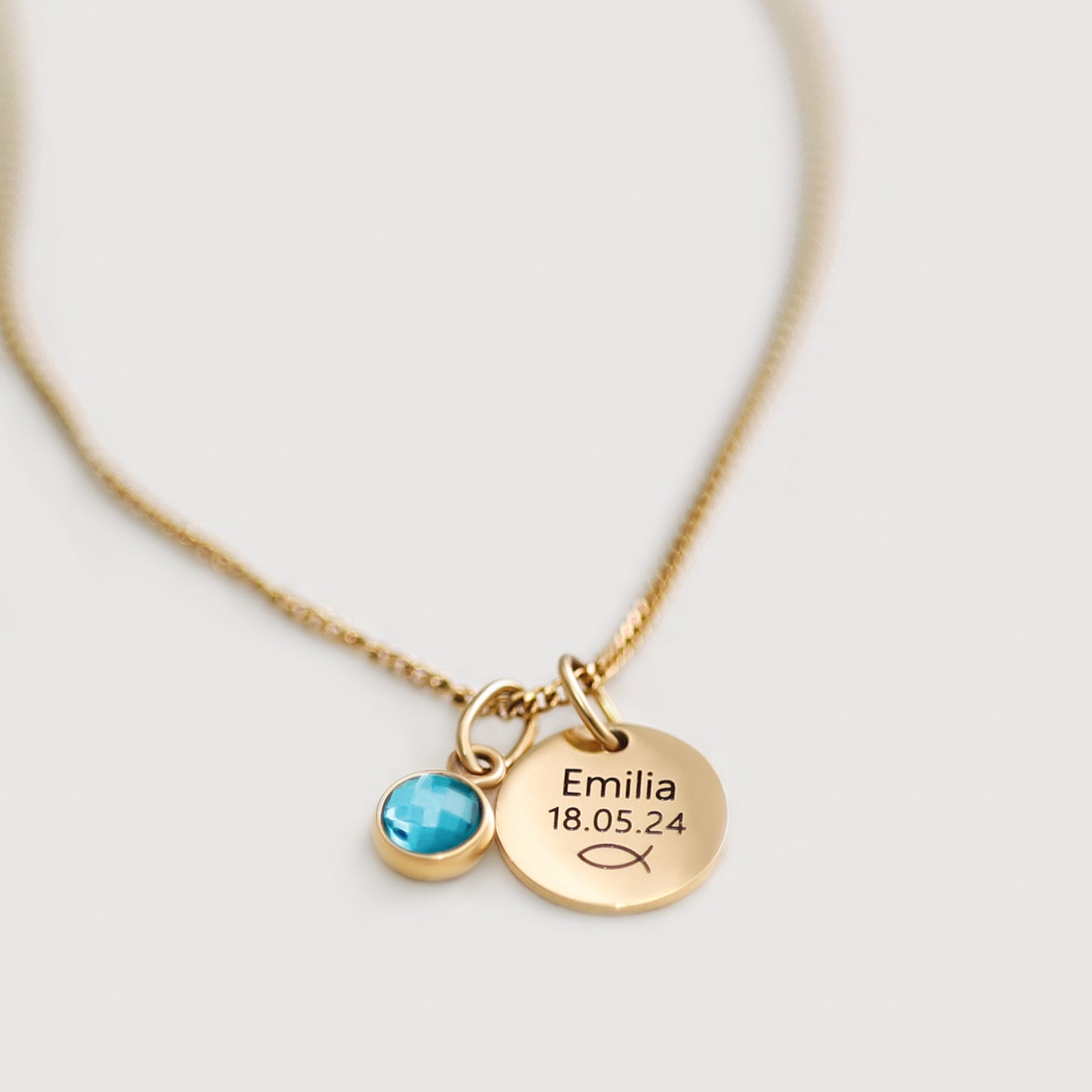 Personalisierte Halskette mit Geburtsstein