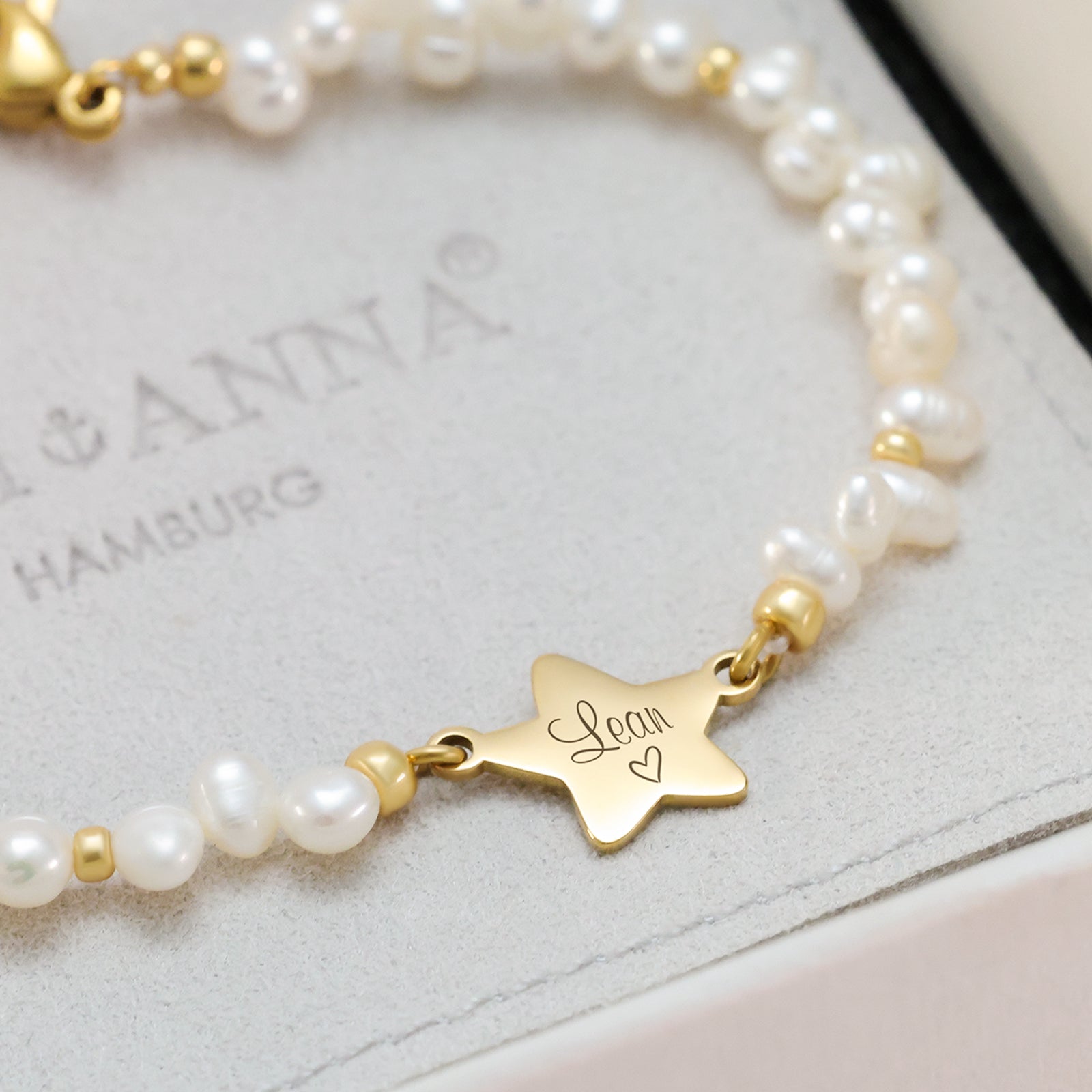Personalized protective bracelet with guardian angel & freshwater pearls