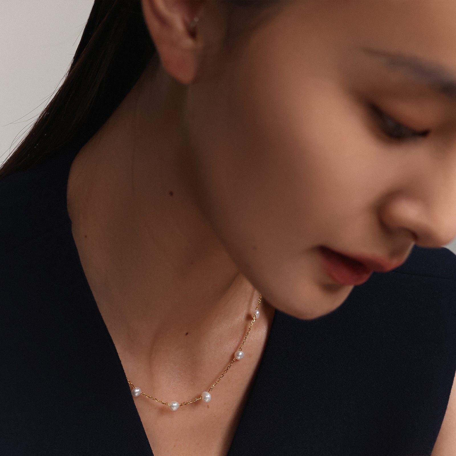 Freshwater pearl necklace - 925 sterling silver - minimalist gift