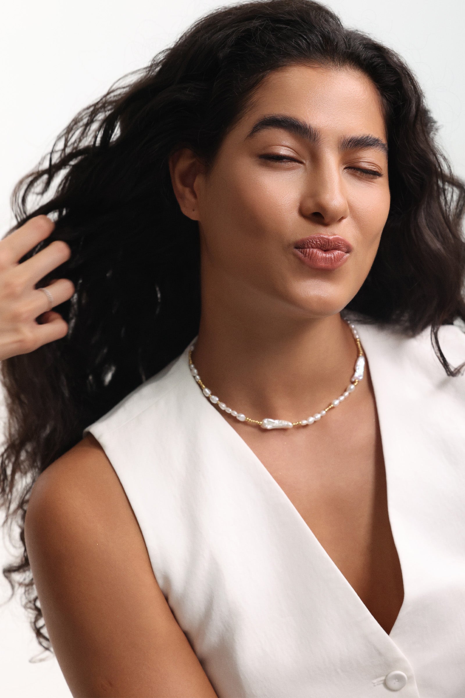 Freshwater pearl necklace - 925 sterling silver - minimalist gift