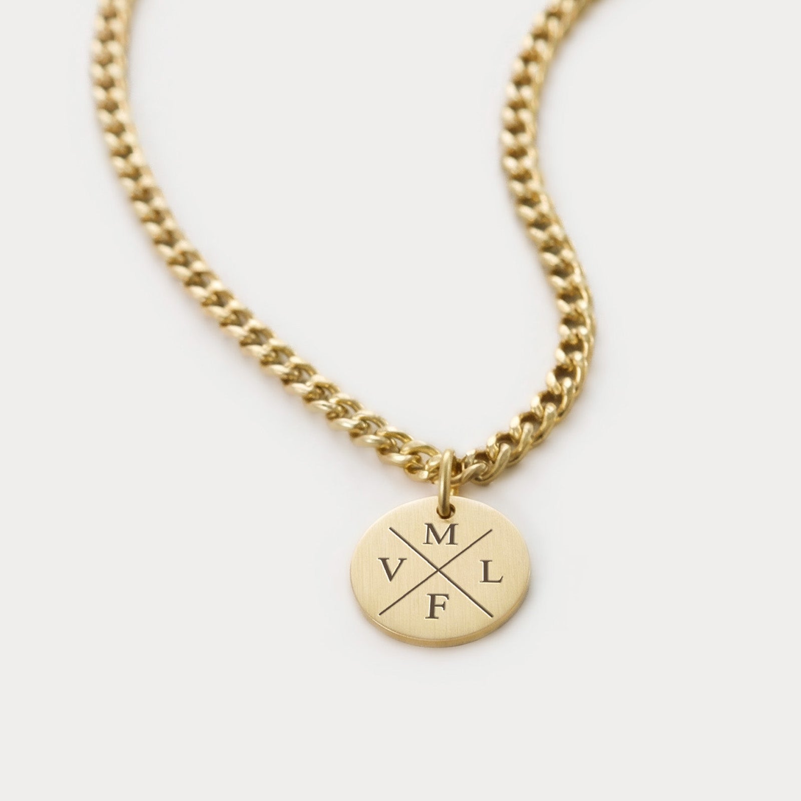 Herren Halskette mit mattiertem Gravurplättchen Herren Halskette VIVIANNASCHMUCK