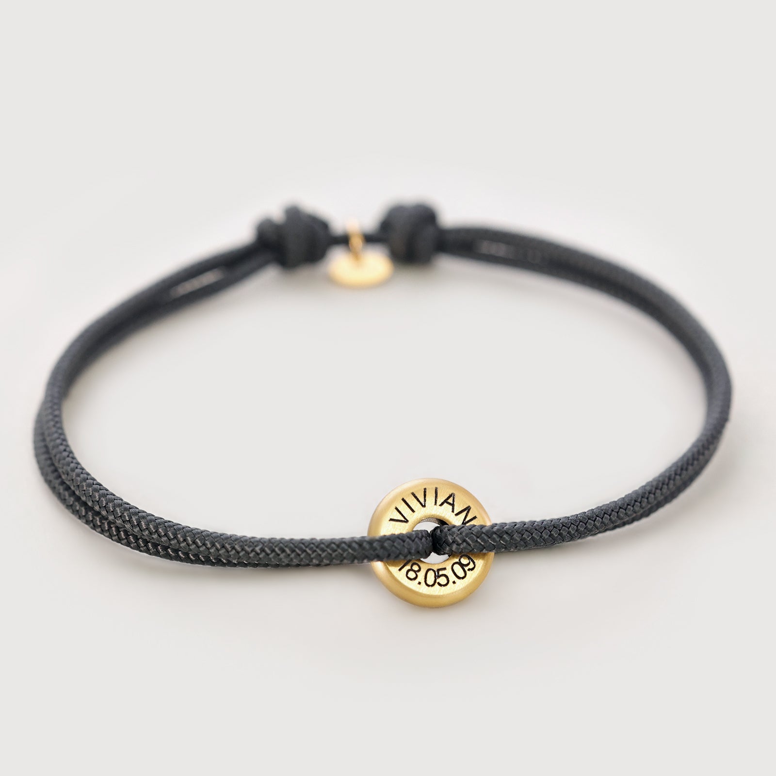 Personalisiertes Segeltau Donut Armband - Gold