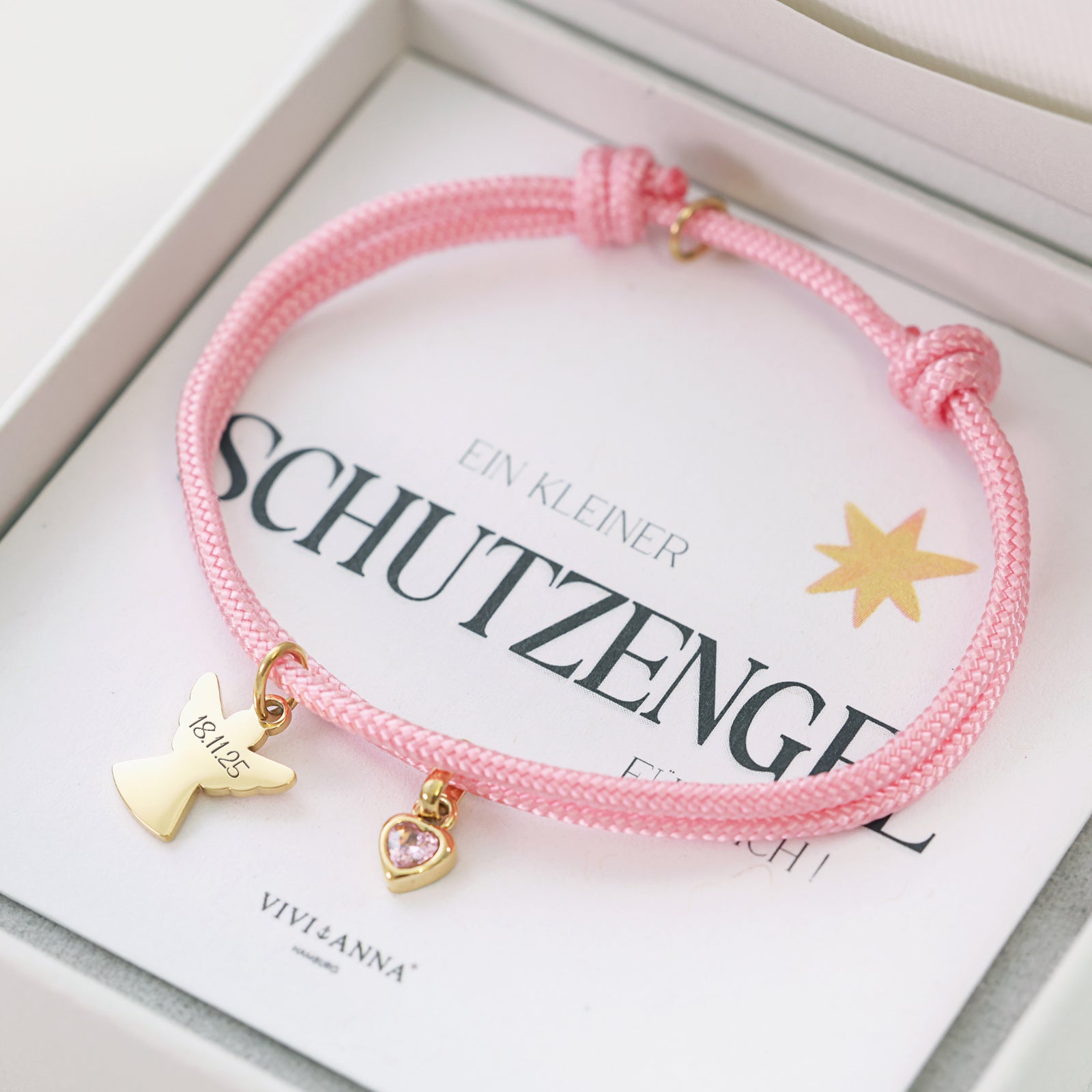Paracord Armband mit Schutzengel & Geburtsstein – Geschenk mit Karte Kinder Armband VIVIANNASCHMUCK