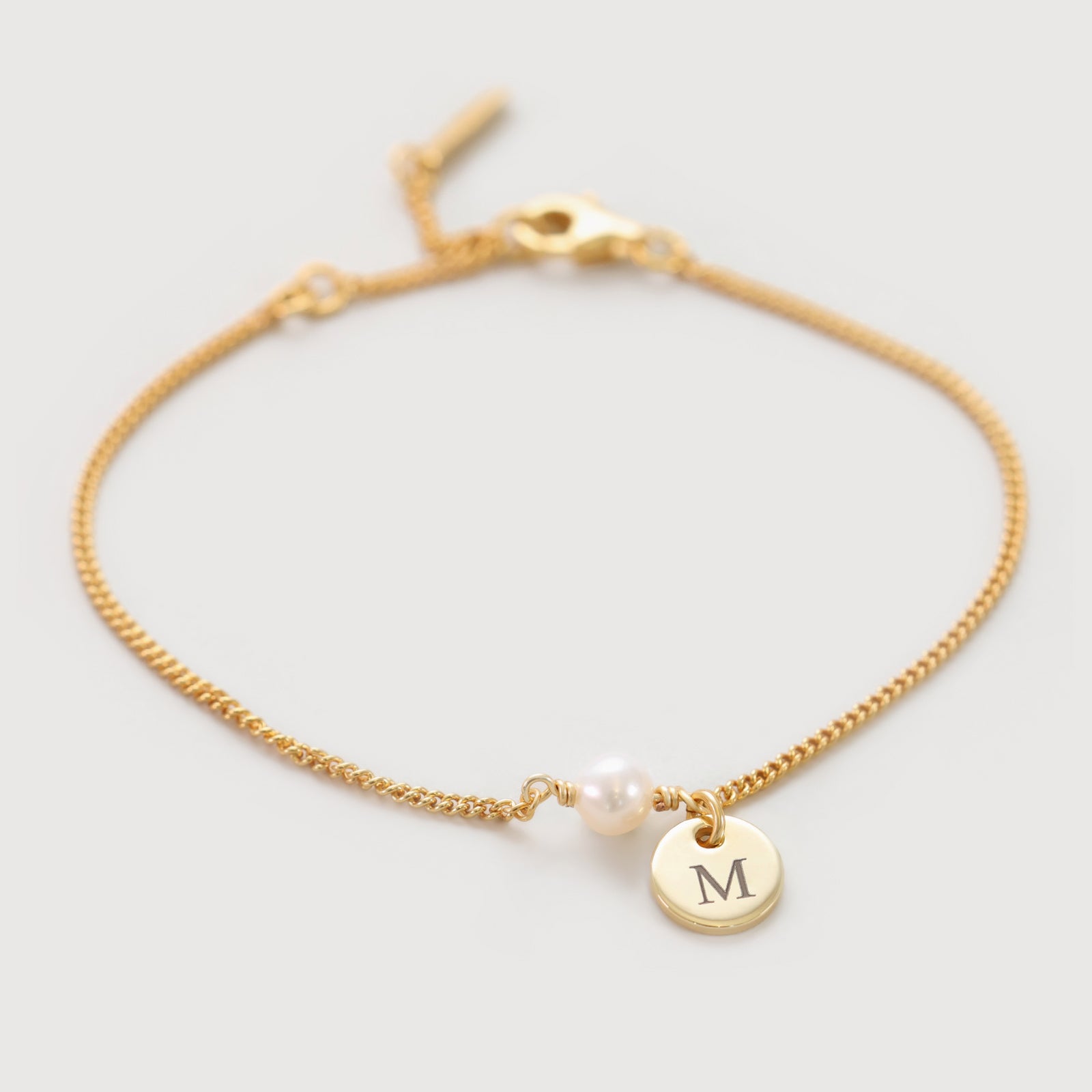 Armband mit Süßwasserperlen & Gravur-Plättchen - 925 Sterling Silber