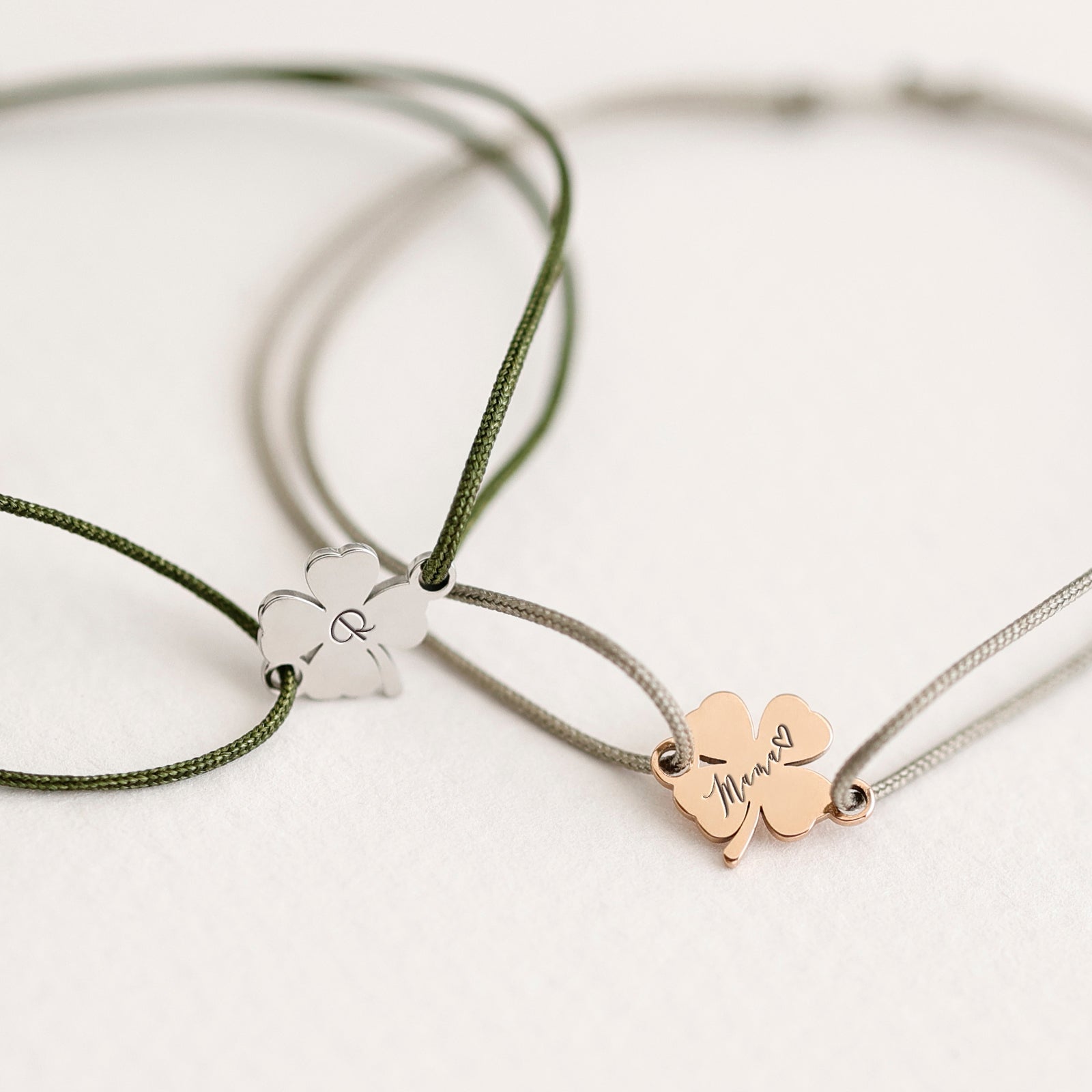 Personalisiertes Glücksbringer Armband mit Kleeblatt Damen Armband VIVIANNASCHMUCK