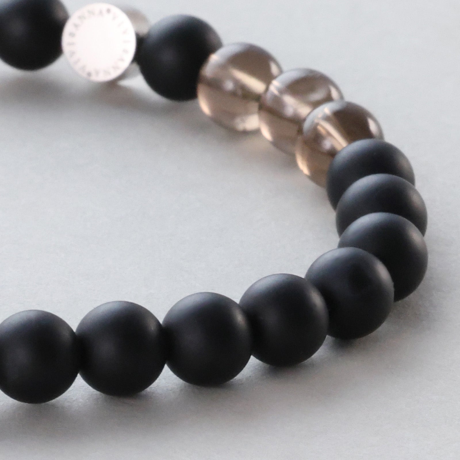 Rauchquarz & Onyx Armband mit Gravurperle