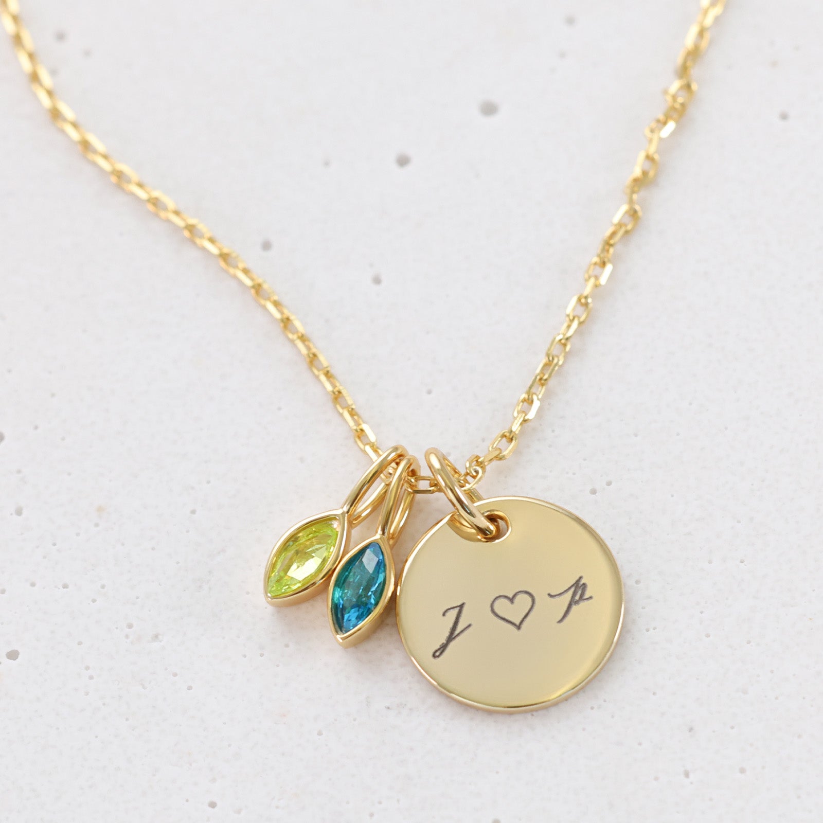 heart zirconia birthstone necklace