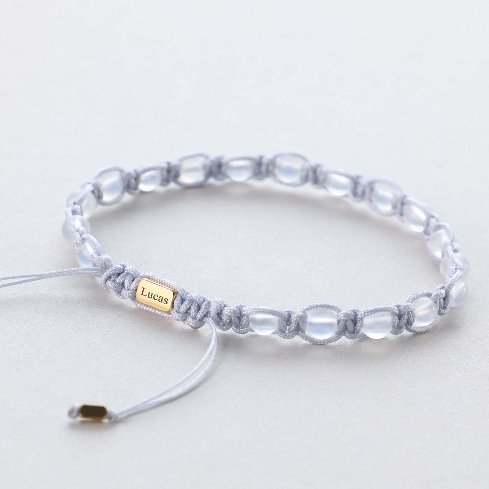 Regenbogenmondstein Makramee-Armband – personalisierbar Herren Armband VIVIANNASCHMUCK