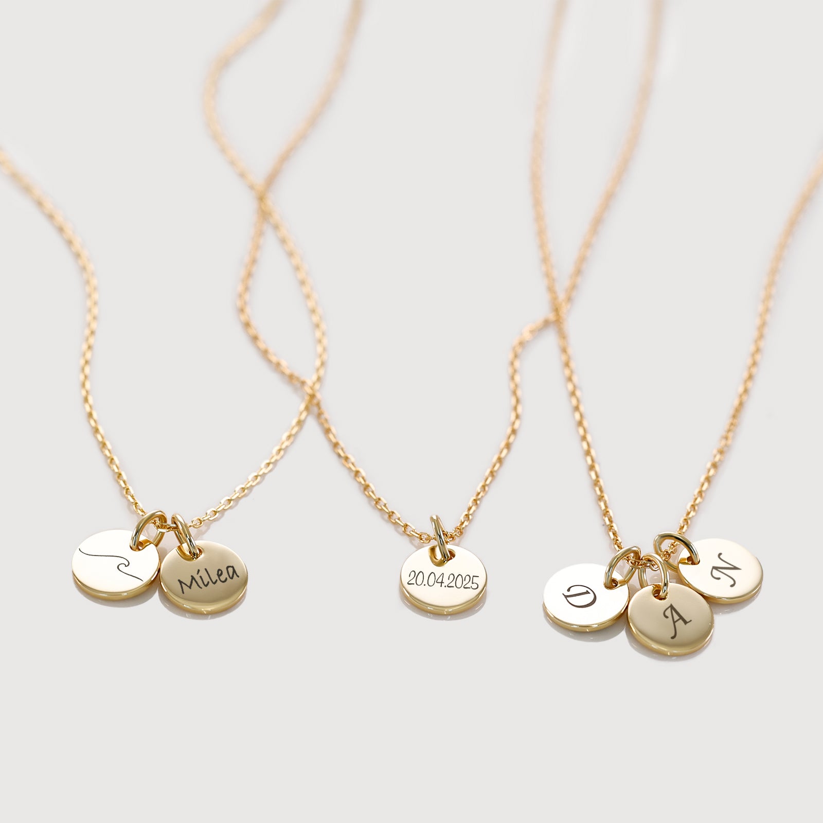 Personalized chains with round plate made of 925 sterling silver