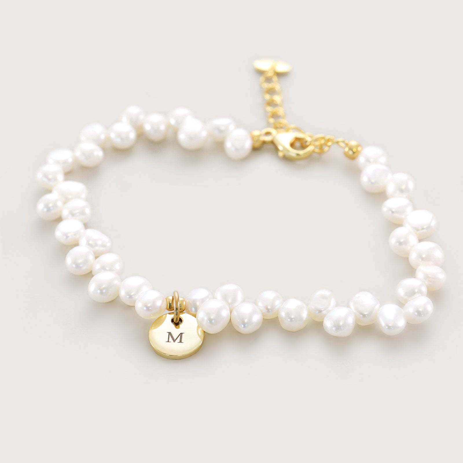 Süßwasserperlen Armband mit Gravur-Plättchen - 925er Sterling Silber