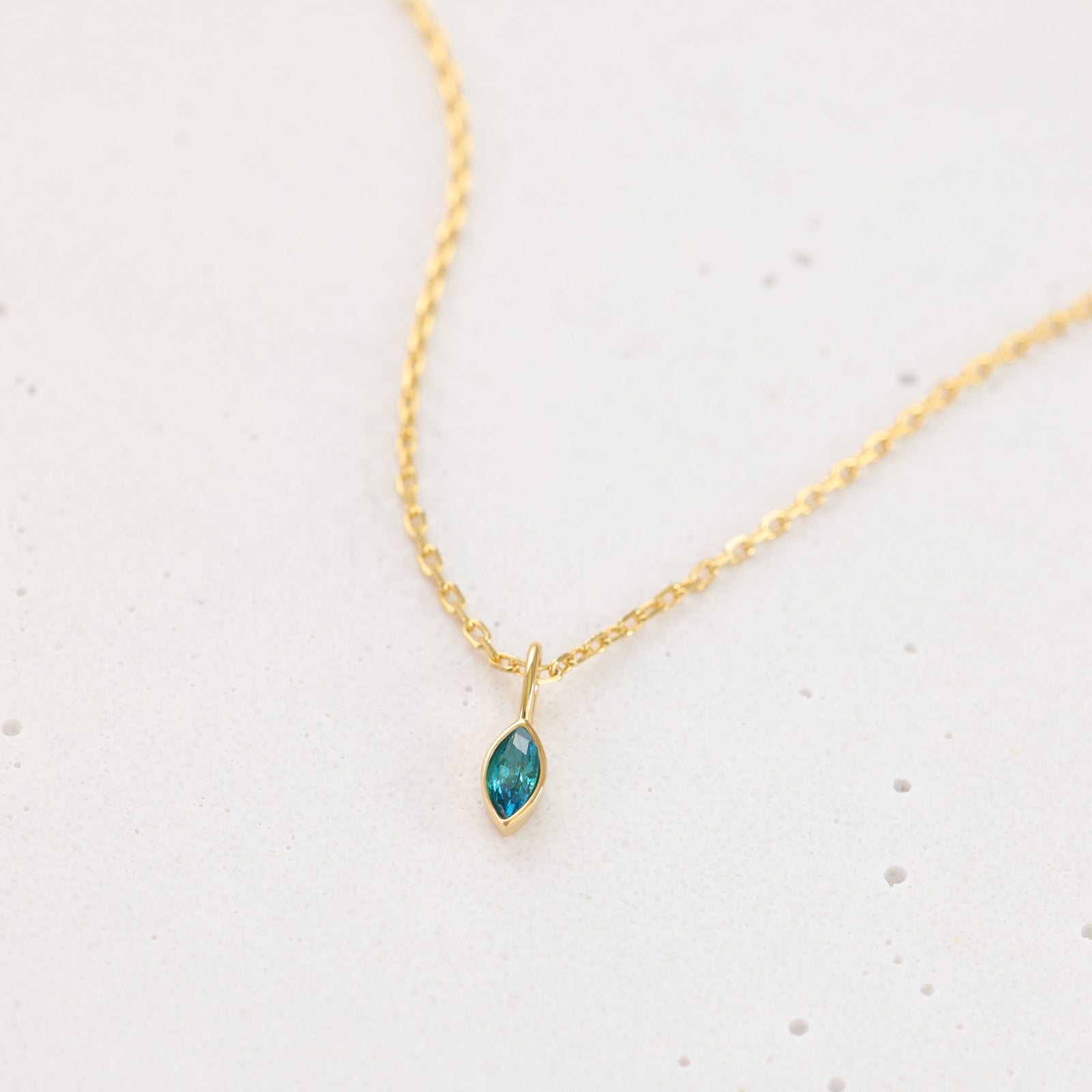 Geburtsstein-Kette mit Navette-Anhängern aus Zirkonia - 925 Sterling Silber