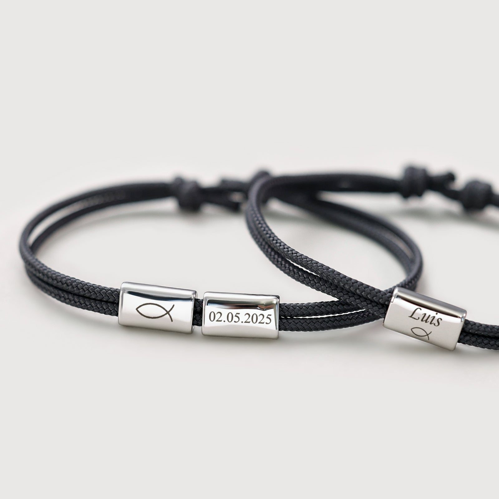 Segeltau Armband mit Gravur - Christliches Geschenk - Silber