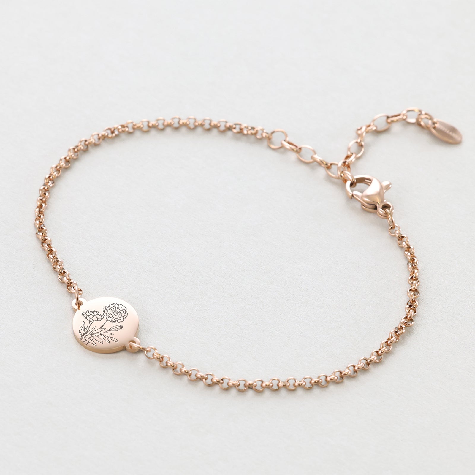 Geburtsblumen Armband mit rundem Plättchen Damen Armband VIVIANNASCHMUCK