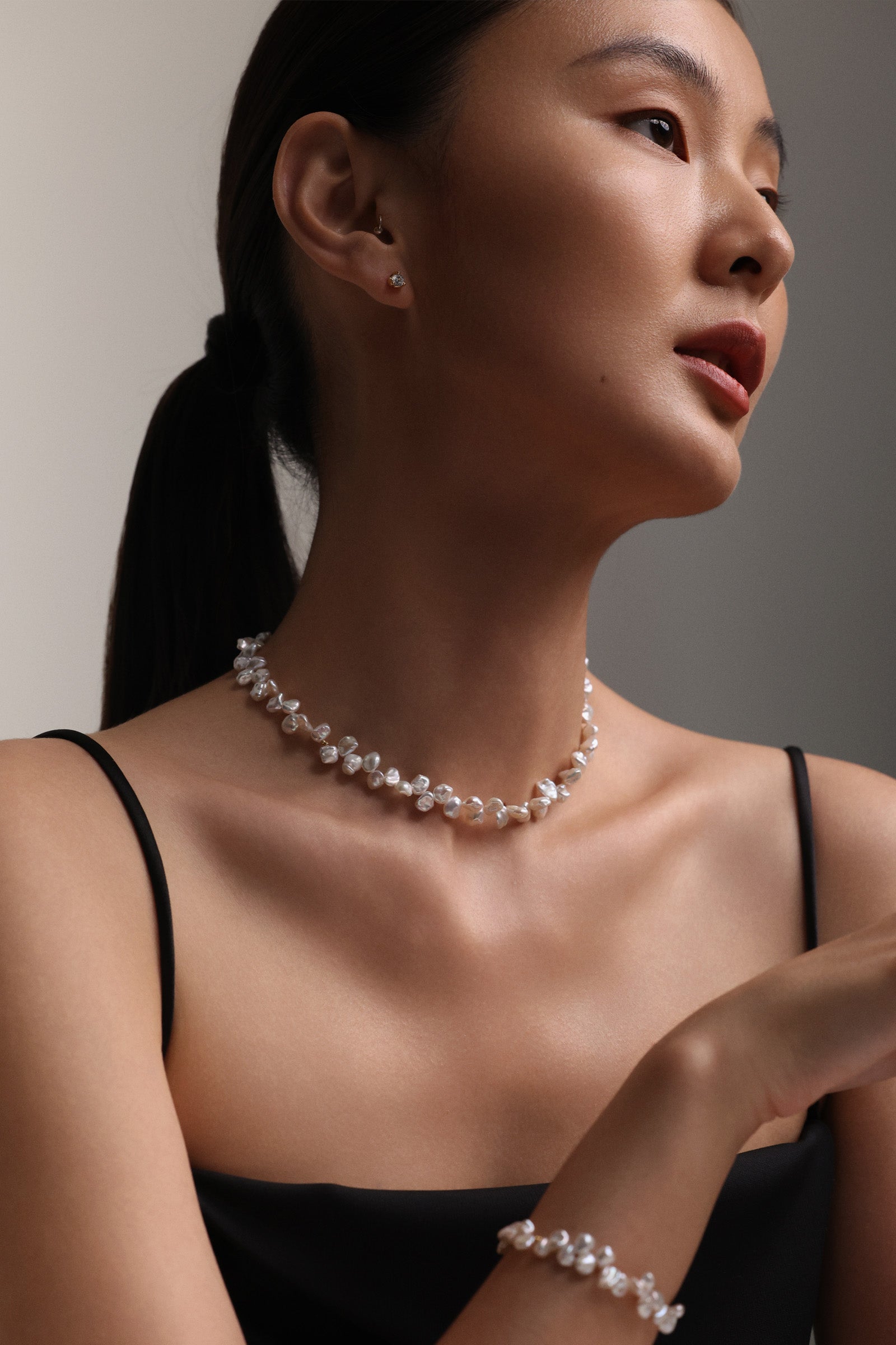 Barockperlen-Kette in Naturform - 925er Sterling Silber