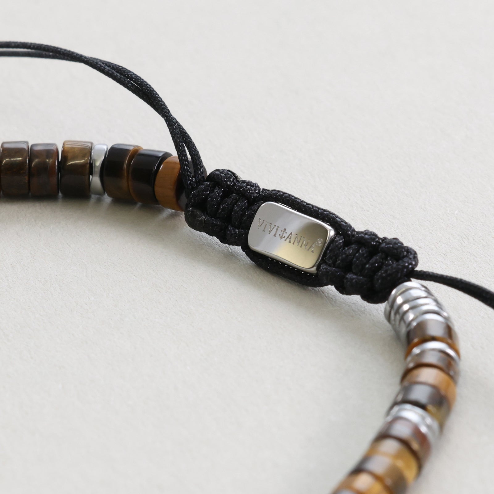 Edelsteinarmband mit Tigerauge und Hämatit - verstellbar Herren Armband VIVIANNASCHMUCK