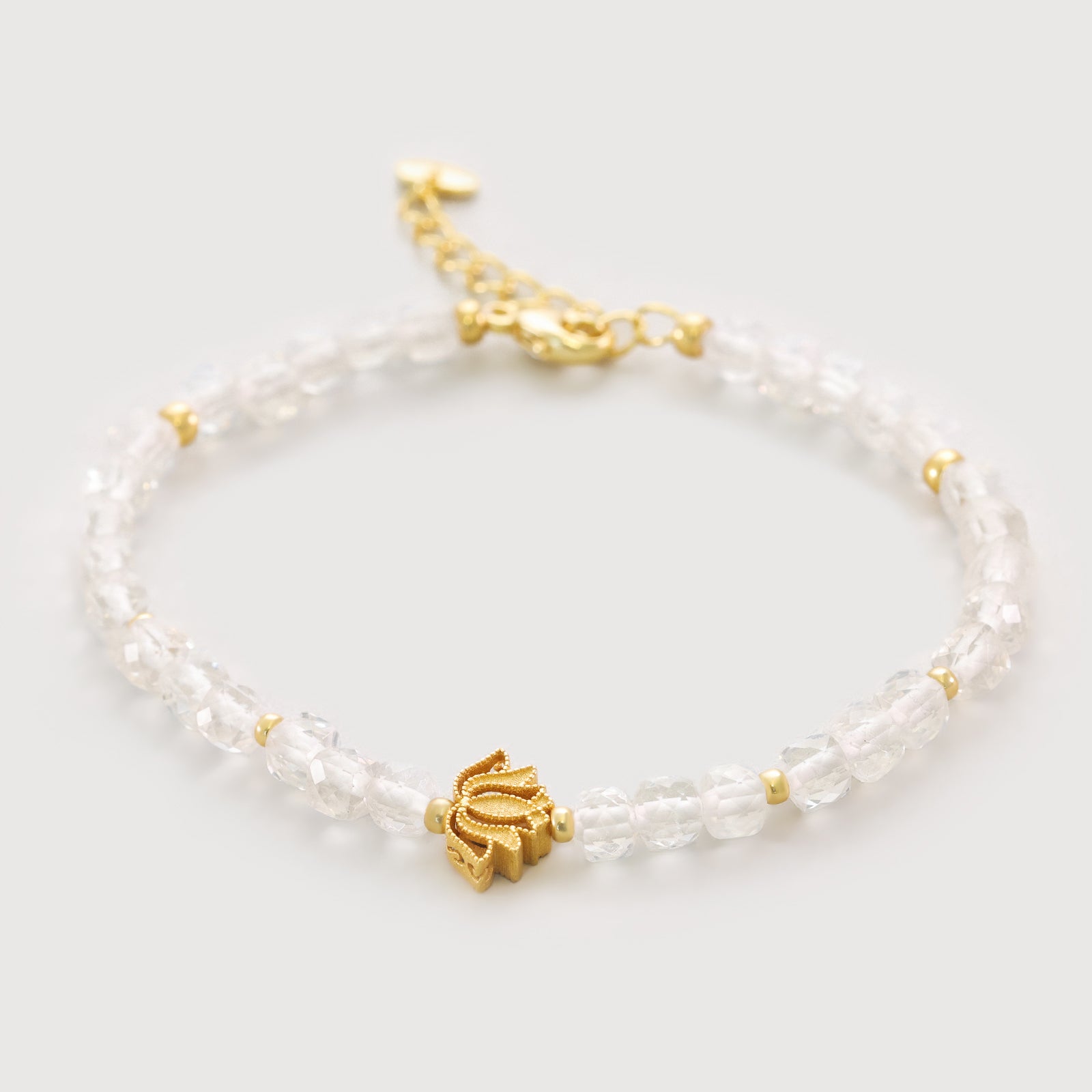 Bergkristall Armband mit Lotusblume - 925 Sterling Silber