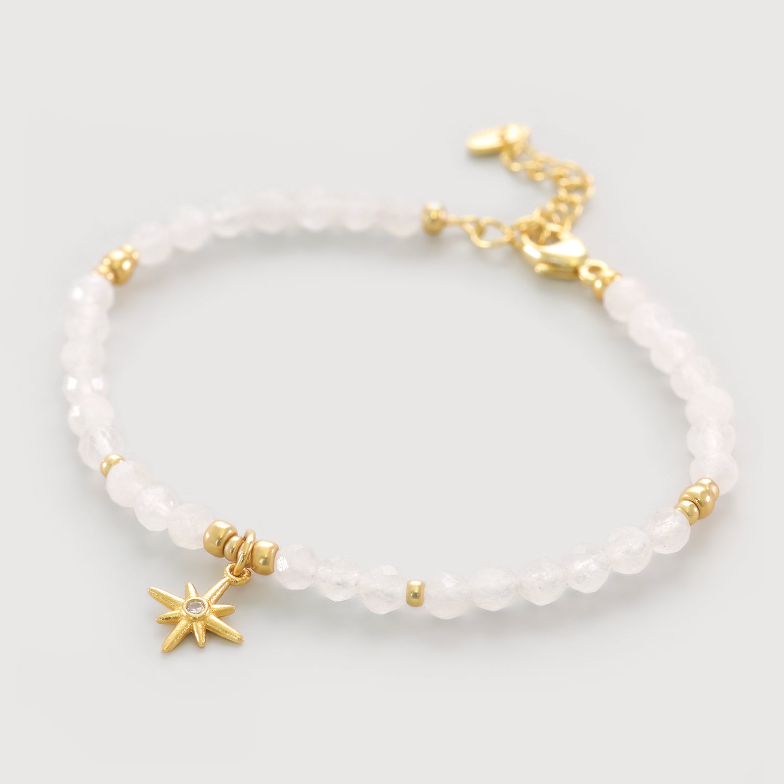 Mondstein Armband mit Nordstern Anhänger - 925er Sterling Silber