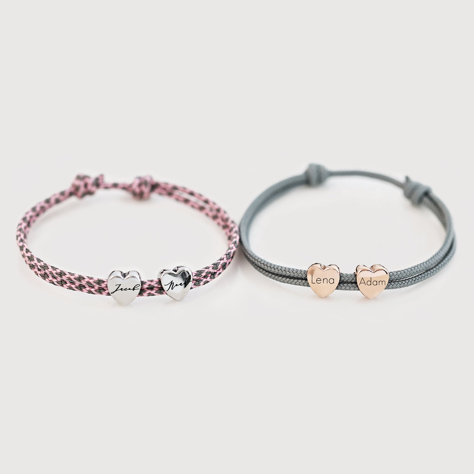 Personalisiertes Herzarmband – zartes Segeltau für Groß & Klein