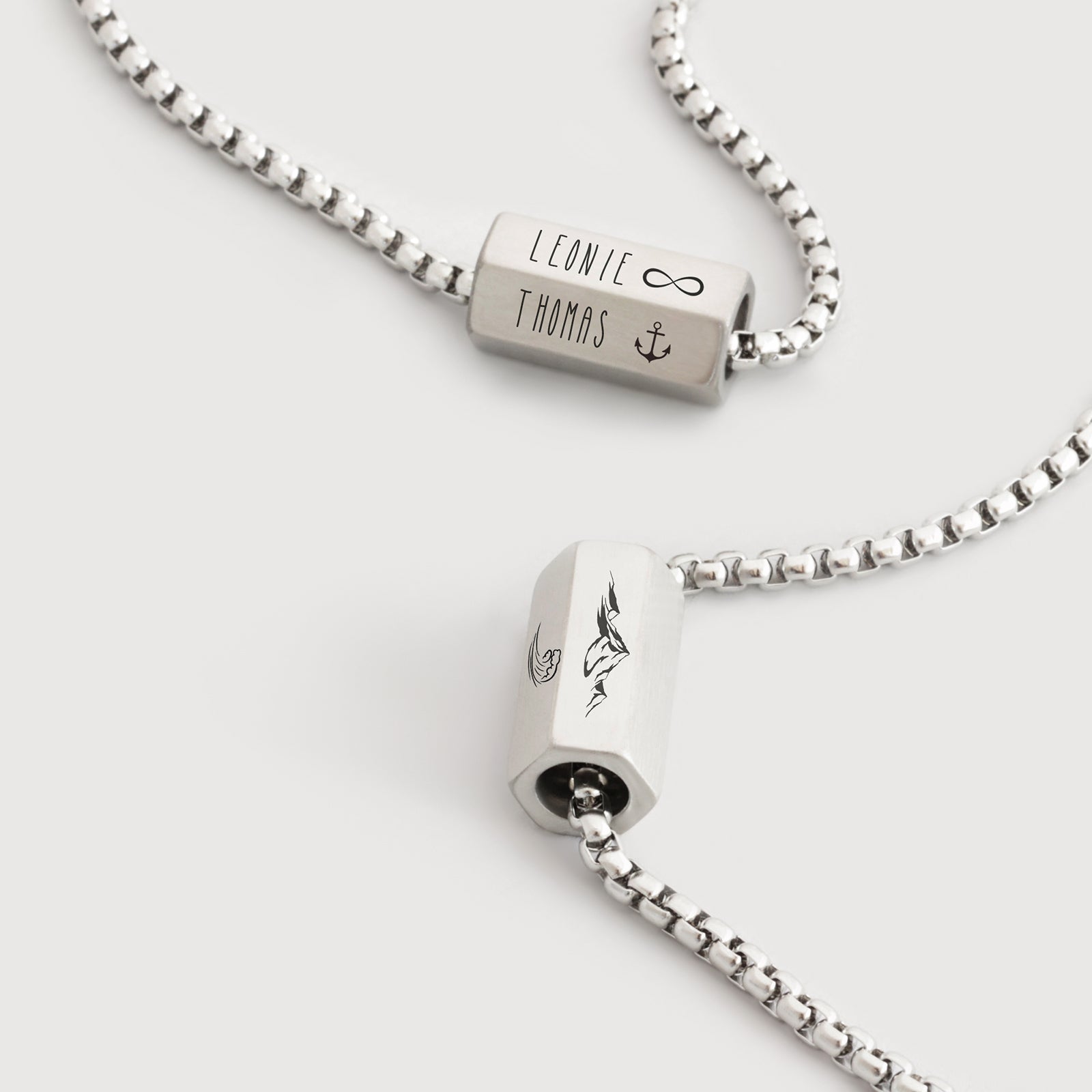 Personalisierte Herren Kette mit 6-seitigem Gravur-Anhänger – Familienkette aus Edelstahl