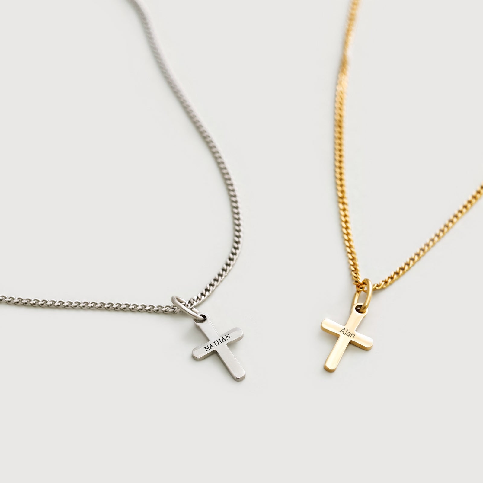 Herren Mini Kreuz Halskette mit Gravur