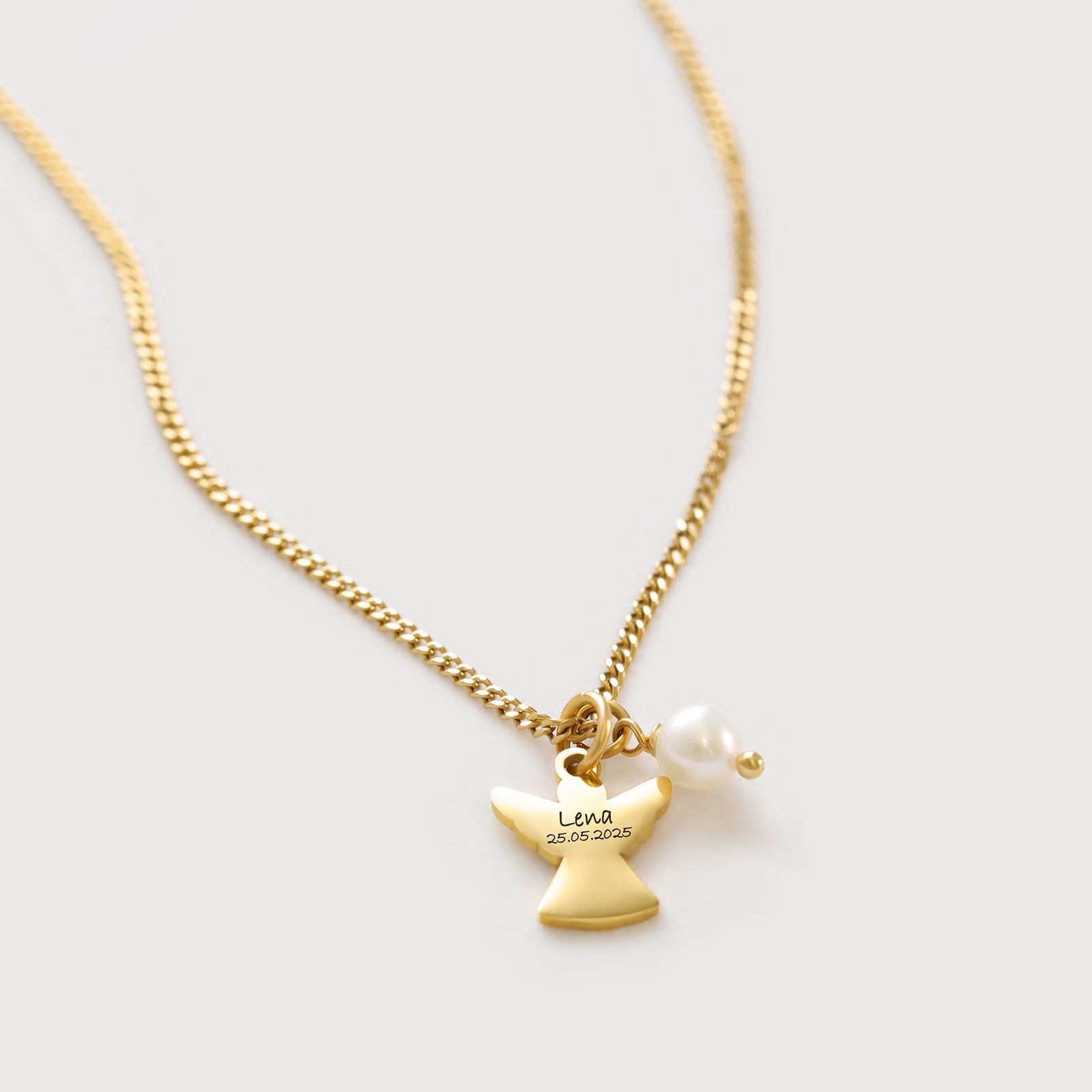 Schutzengel Perlenkette mit Gravur