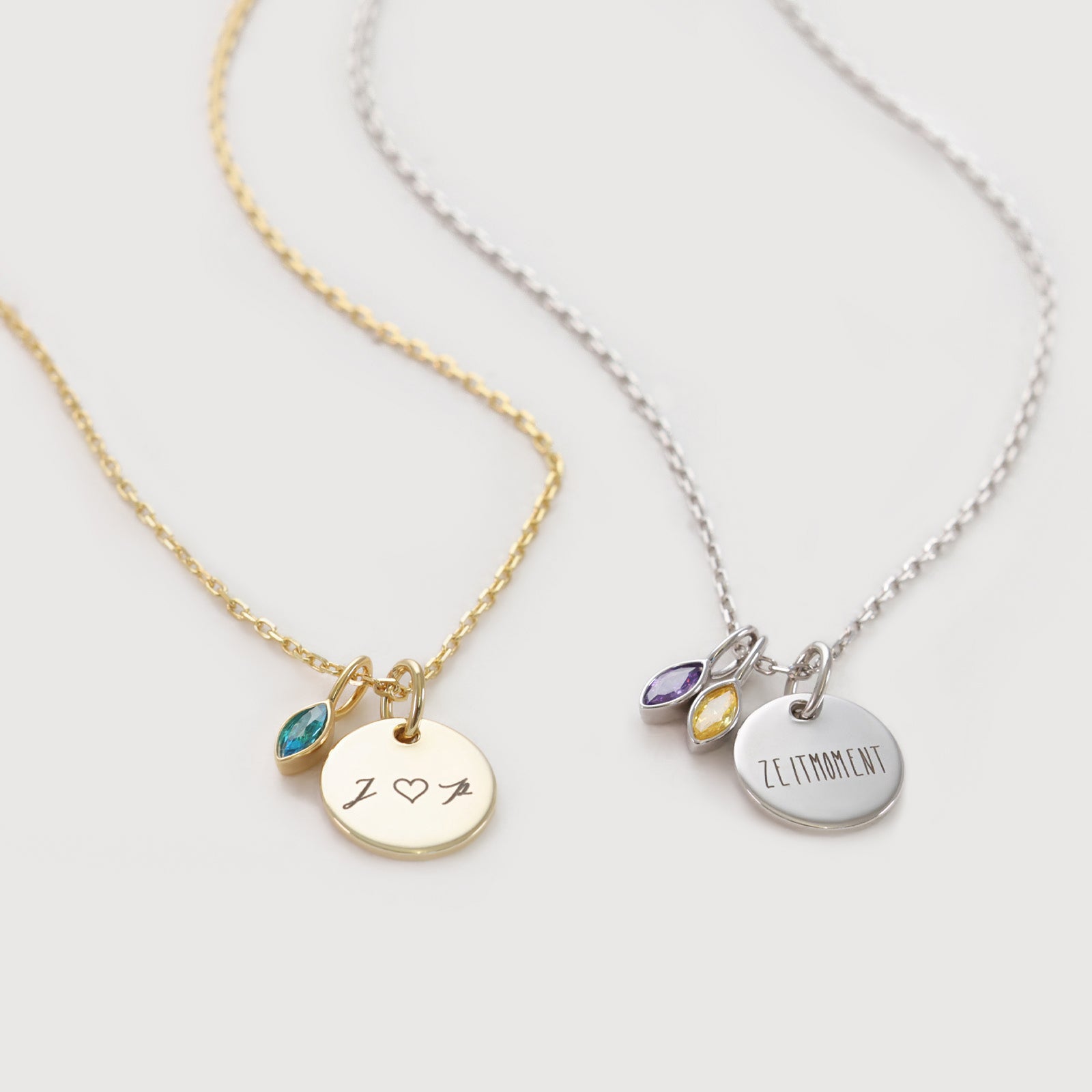 Personalisierte Kette Navette-Geburtsstein - 925 Sterling Silber