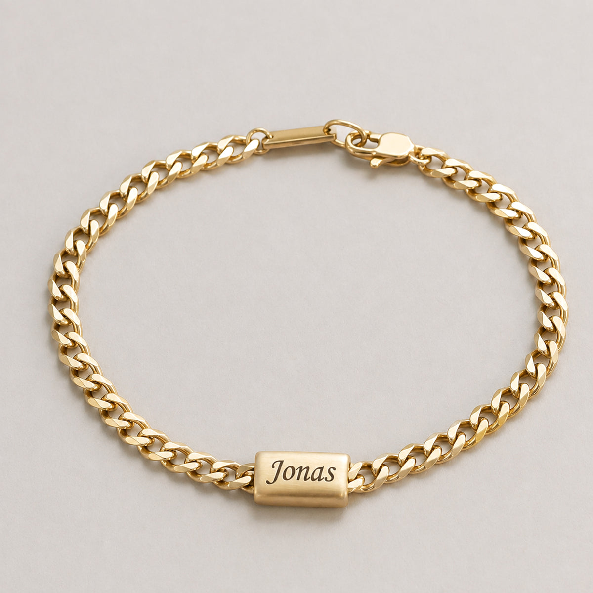 Men's Bracelet with Engravable Bead - Stainless Steel
