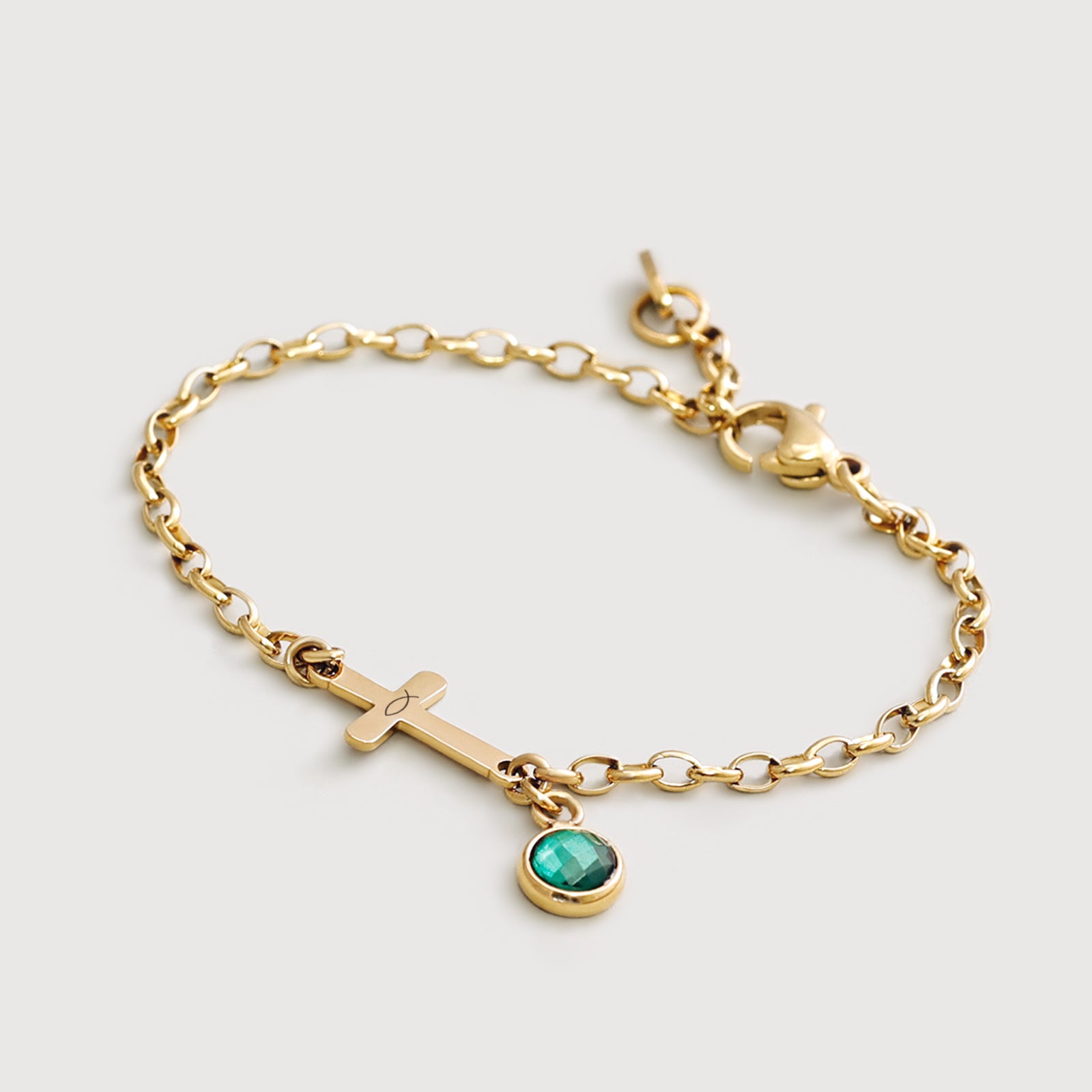 Personalisiertes Kreuzarmband mit Geburtsstein