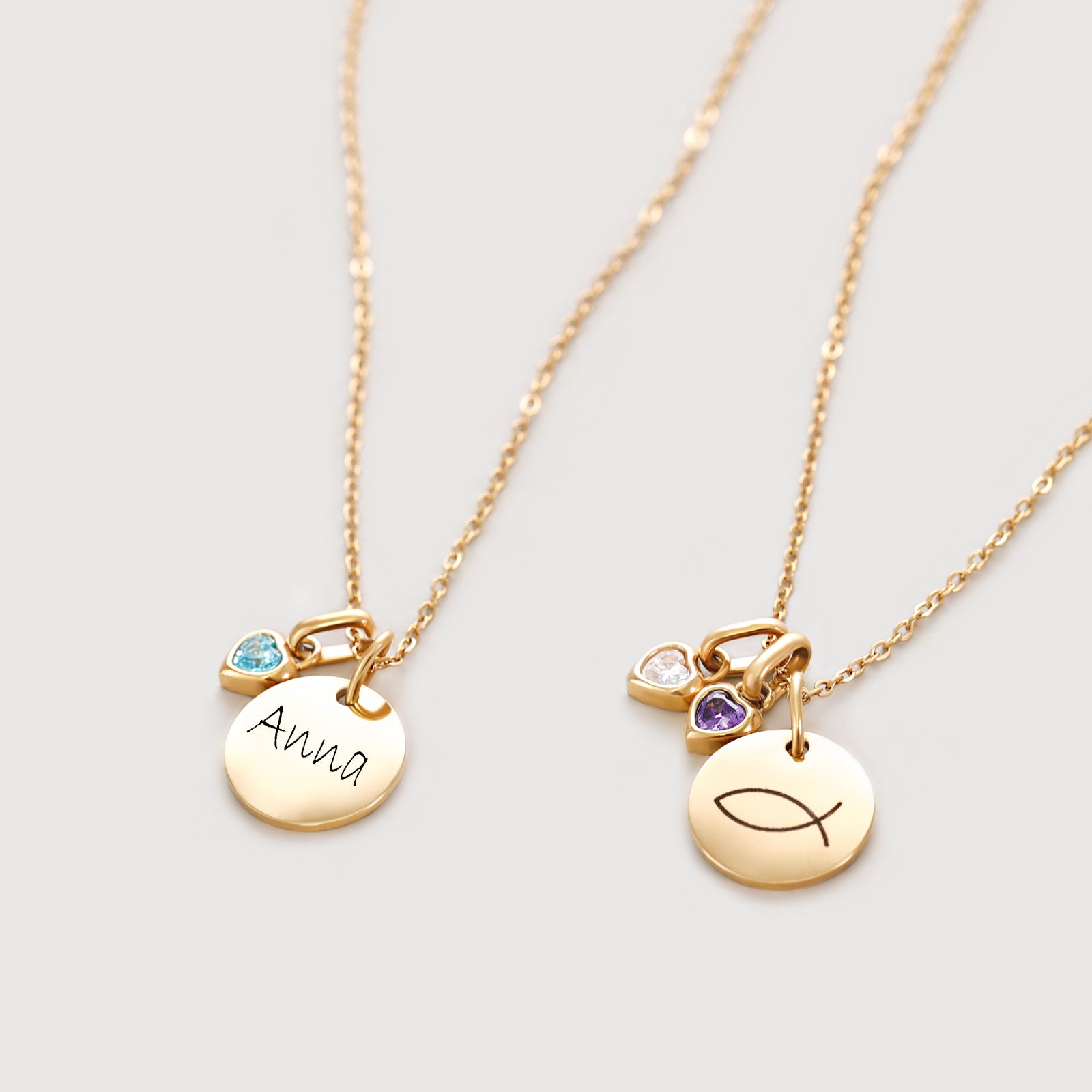 Personalisierte Namenskette mit Zirkonia Geburtsstein - Christliches Geschenk mit Karte