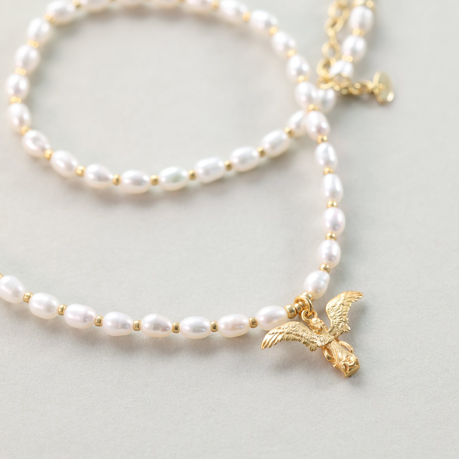 Süßwasserperlen Kette mit Schutzengel Anhänger - 925 Sterling Silber