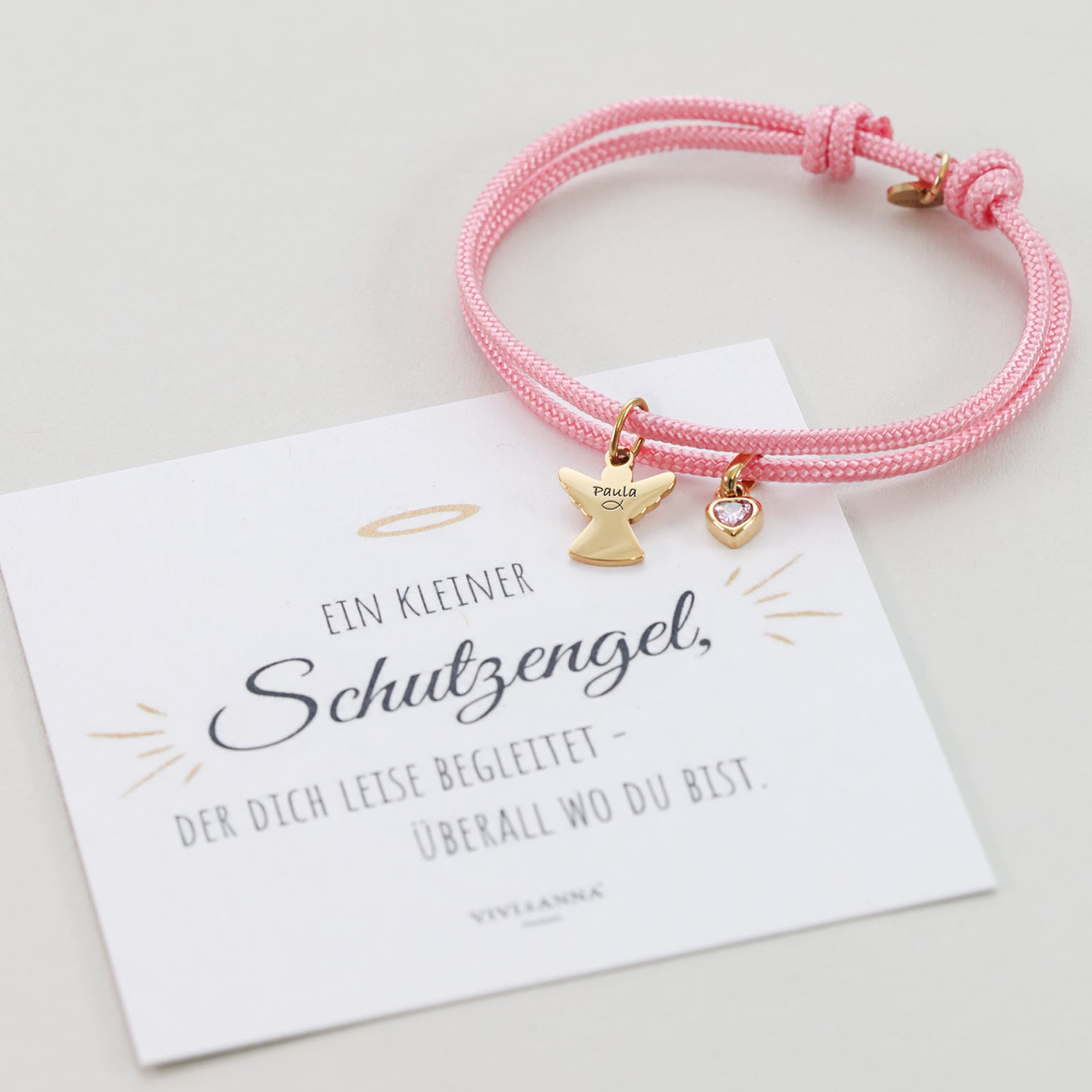Paracord Armband mit Schutzengel & Geburtsstein – Geschenk mit Karte Kinder Armband VIVIANNASCHMUCK