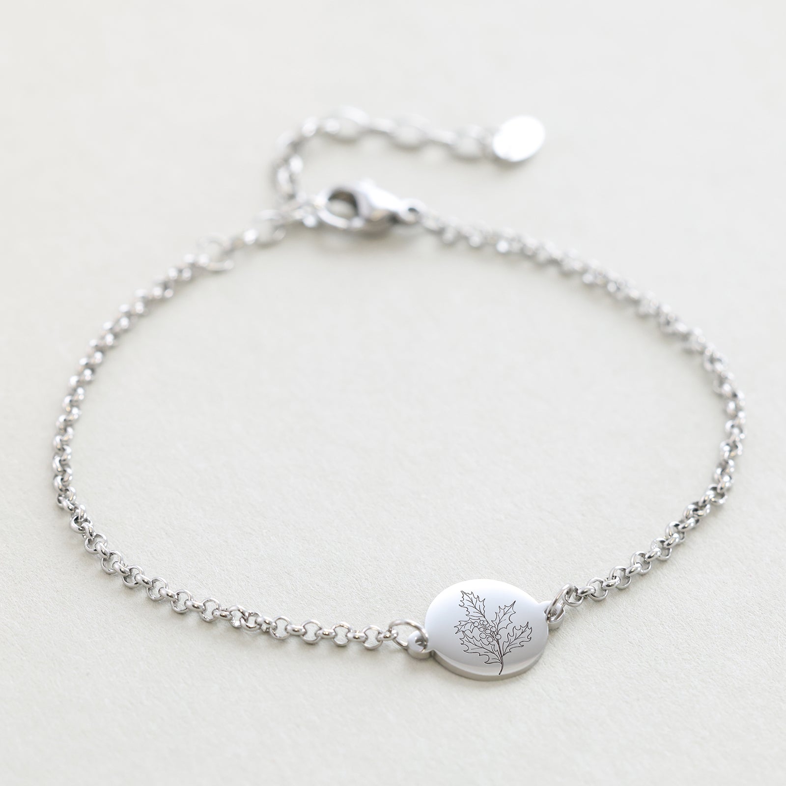 Geburtsblumen Armband mit rundem Plättchen Damen Armband VIVIANNASCHMUCK