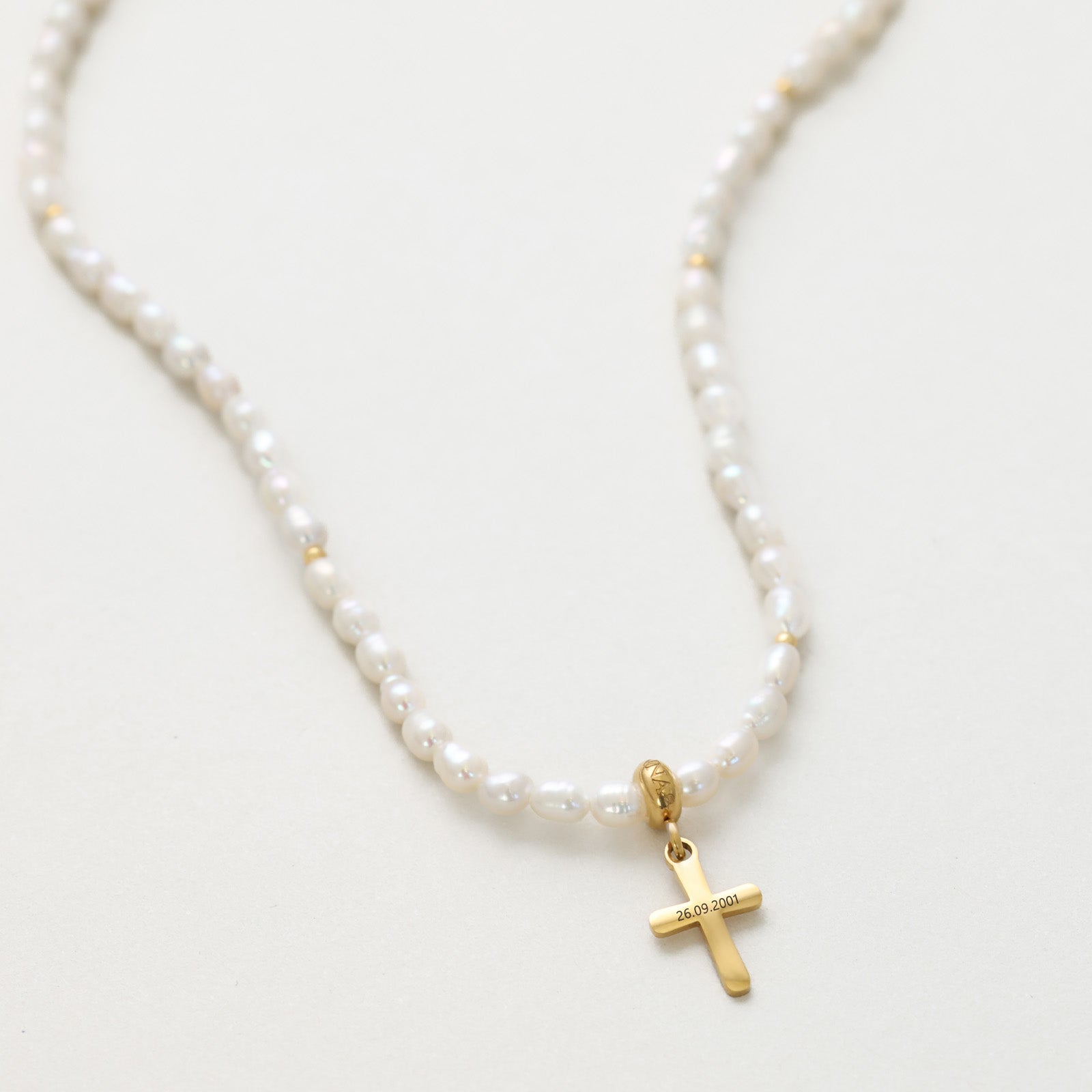 Süßwasserperlen Halskette mit Kreuz