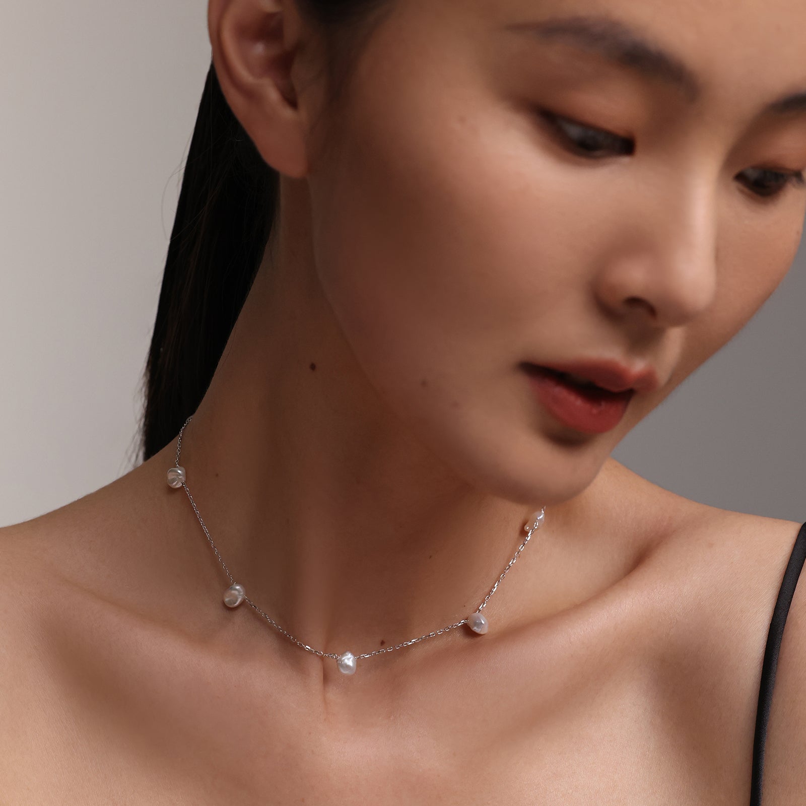 Barockperlen an zarter Silberkette - 925 Sterling Silber Damen Halskette VIVIANNASCHMUCK