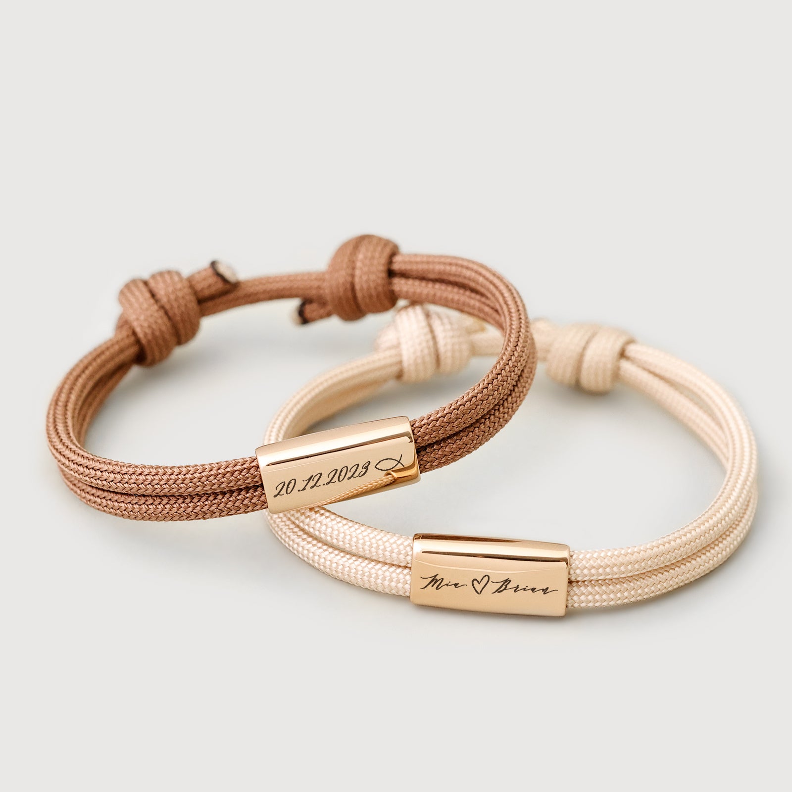 Segeltau Armband mit Wunschgravur -Erdton