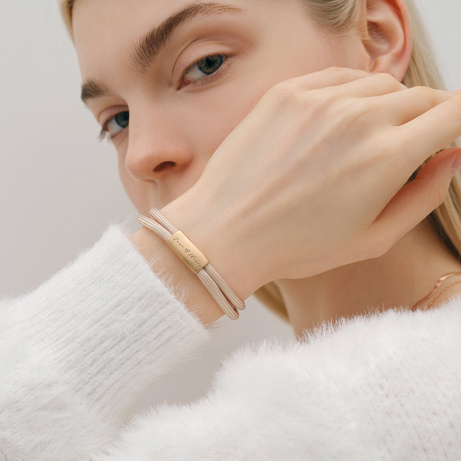 Segeltau Armband mit Wunschgravur - Erdton Farbe