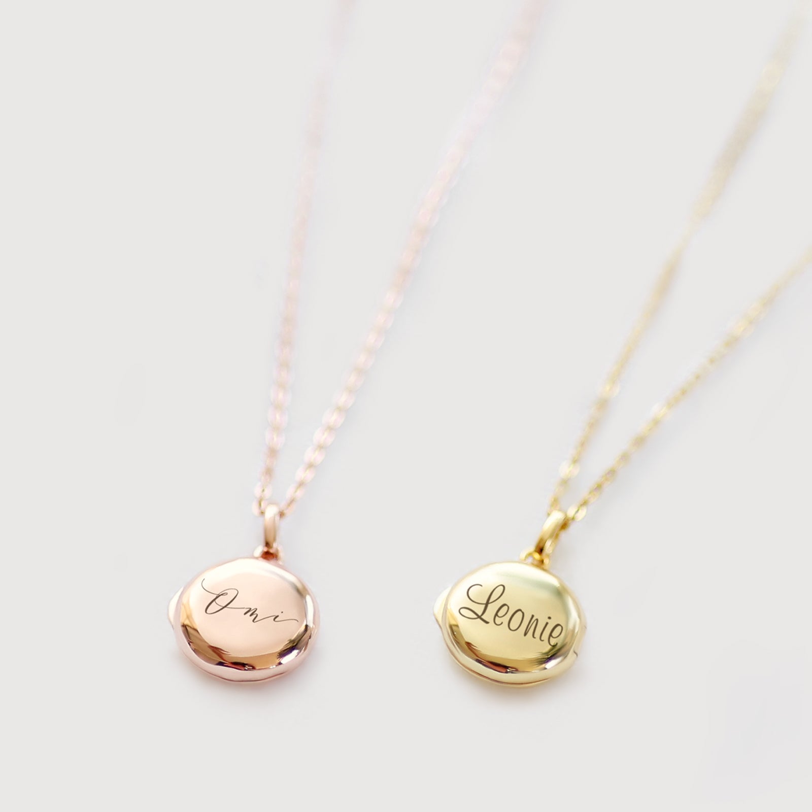 Mini Foto Medaillon Kette mit Gravur - 925er Silber